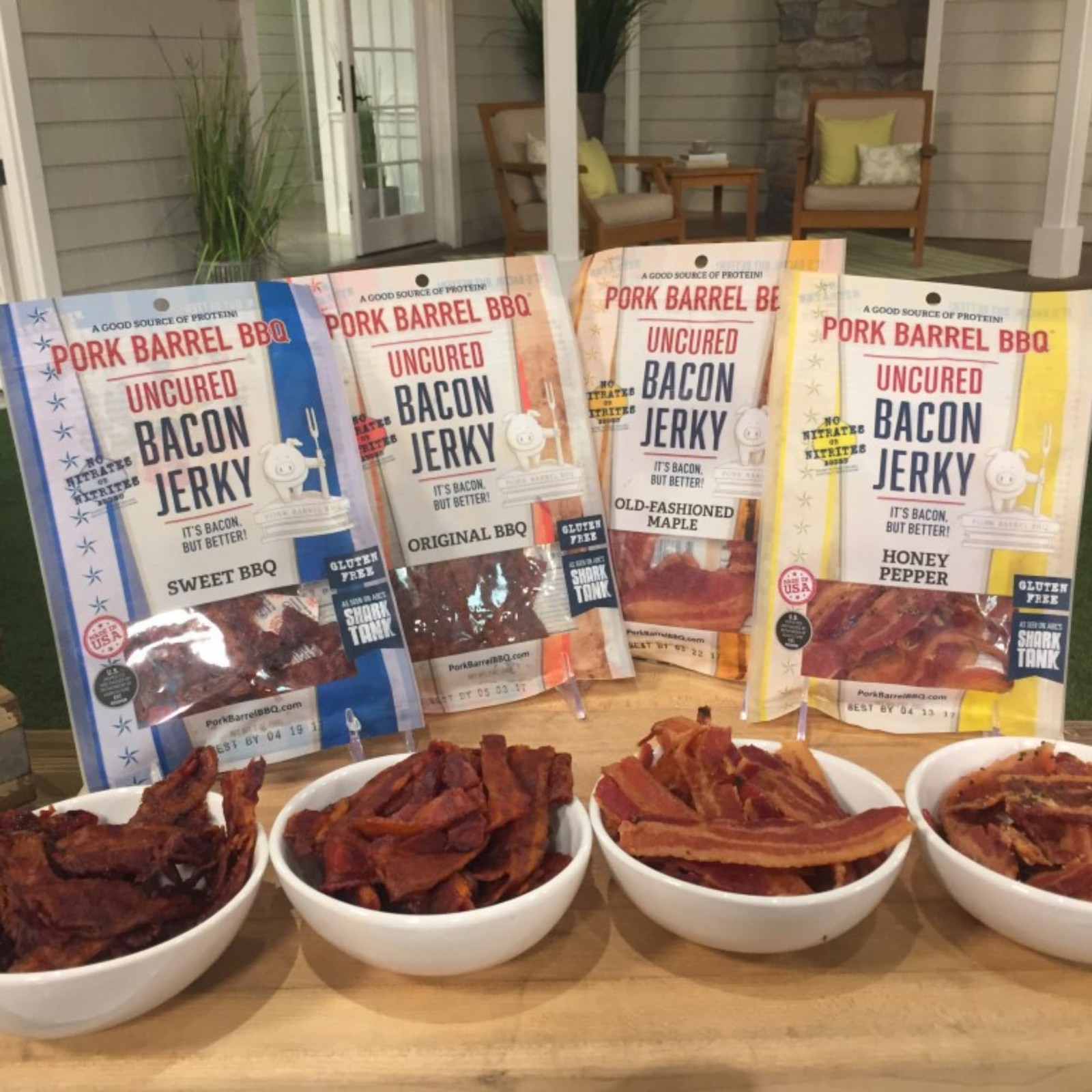 Pork Barrel BBQ Uncured Bacon Jerky Old-Fashioned Maple Sweet Maple Brown