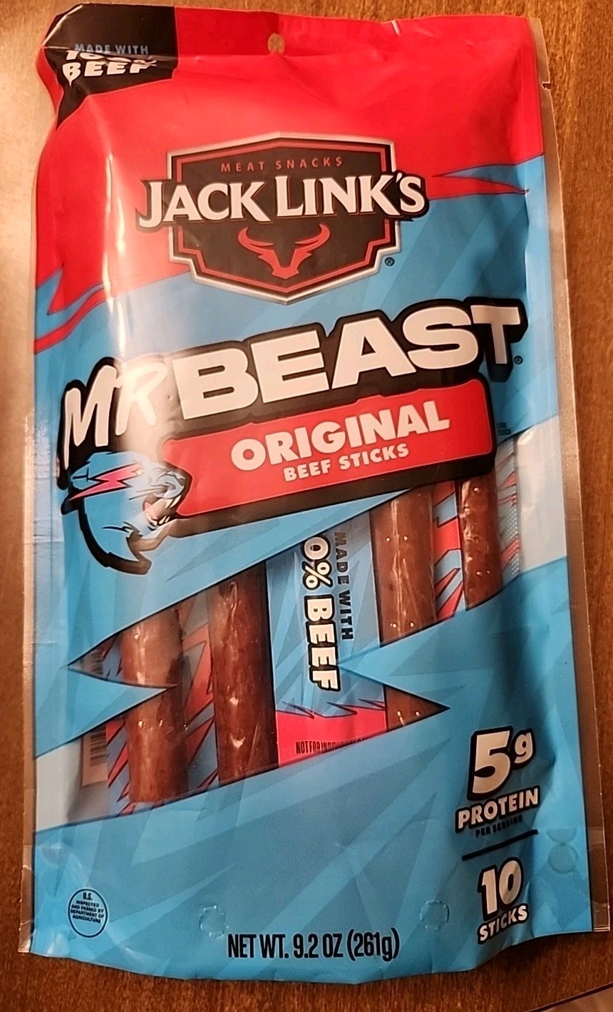 Jack Links Mr Beast Original Beef Sticks Snacks Six Packages Lot Of 60 Sticks