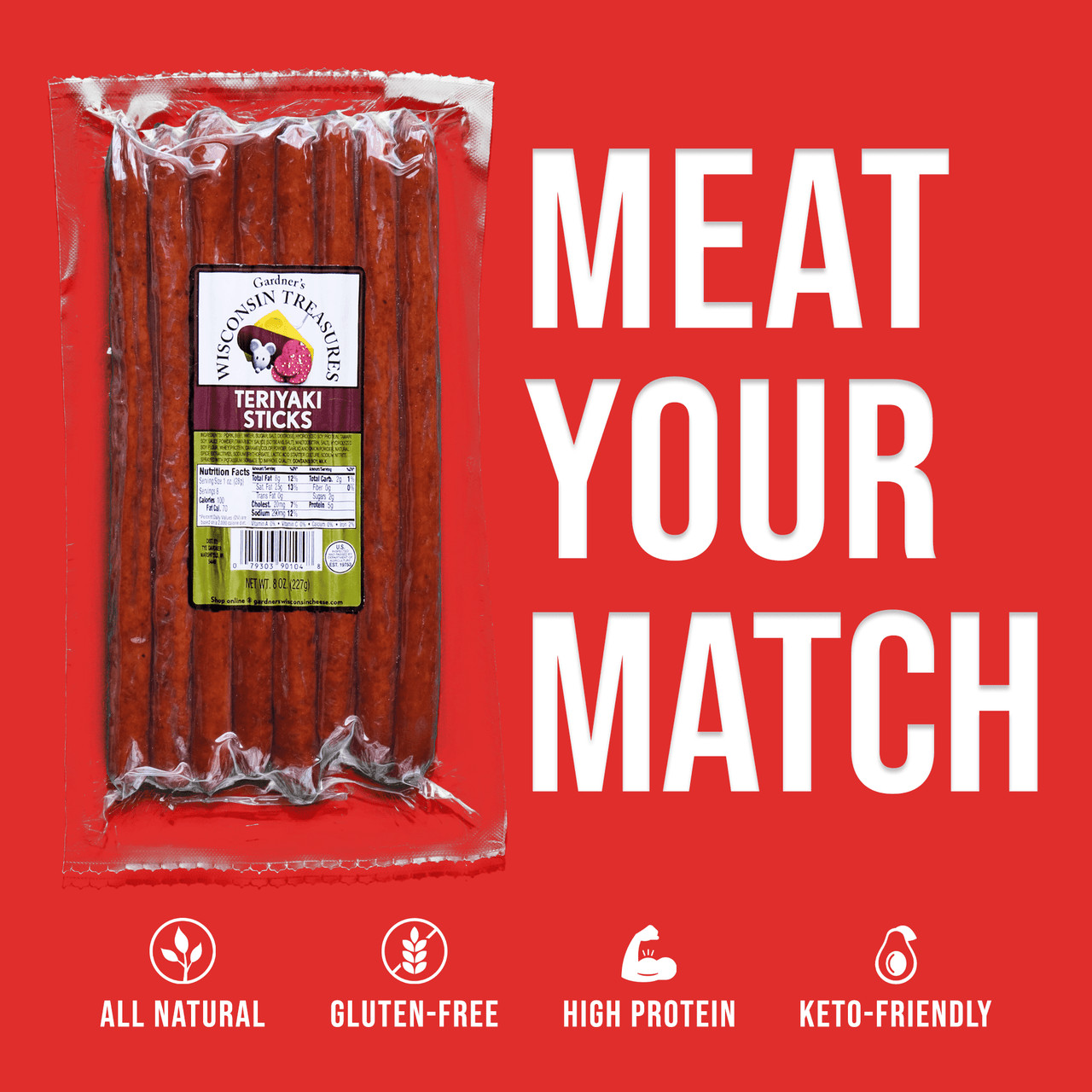 2 Lbs. Four Pack Varity Sampler Combo Gardner’s Meat Snack Sticks 4-8 oz. packs