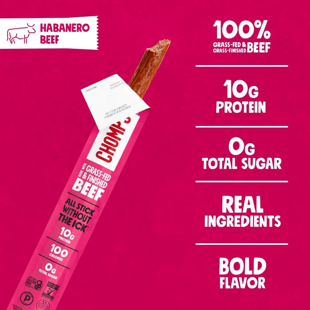 24-Pack Habanero Beef Jerky Sticks – Gluten Free, Zero Sugar, High Protein