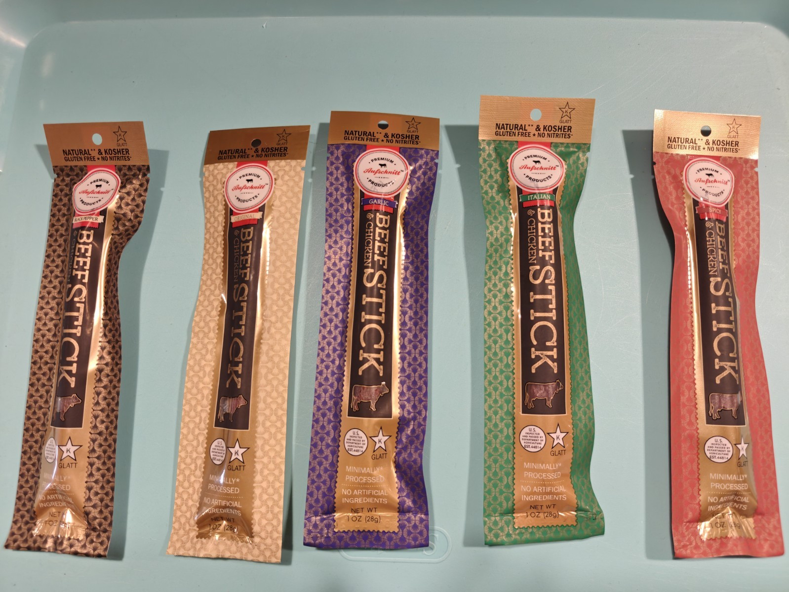 Aufschnitt Meats Beef Stick Variety Pack 1 oz 5-Pack Kosher GF