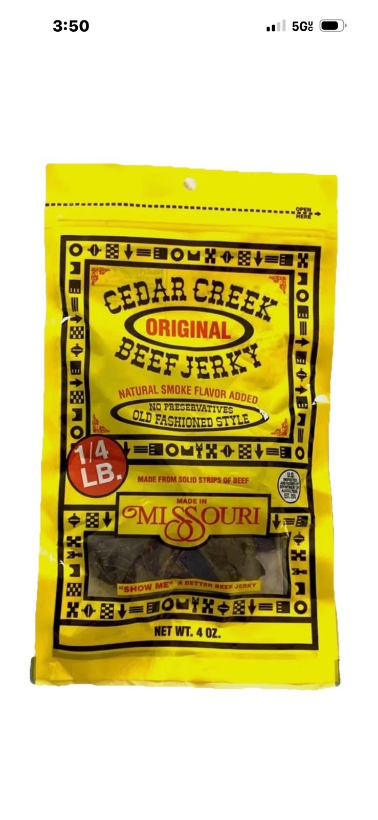 Mix and match 5-4oz bags Cedar Creek Jerky, Old Fashioned Style, $ 11.95 each