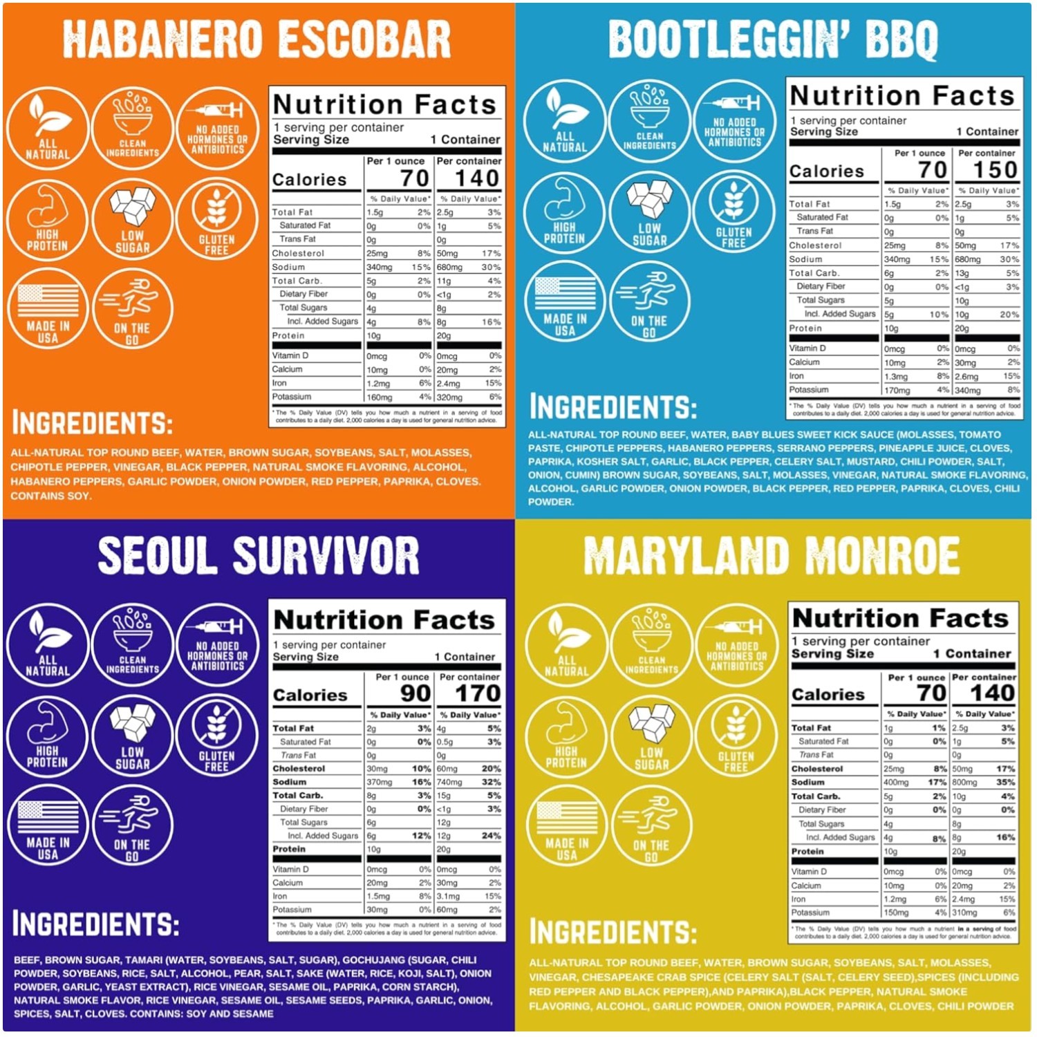 American-Made Spicy Beef Jerky – 4 Flavors
