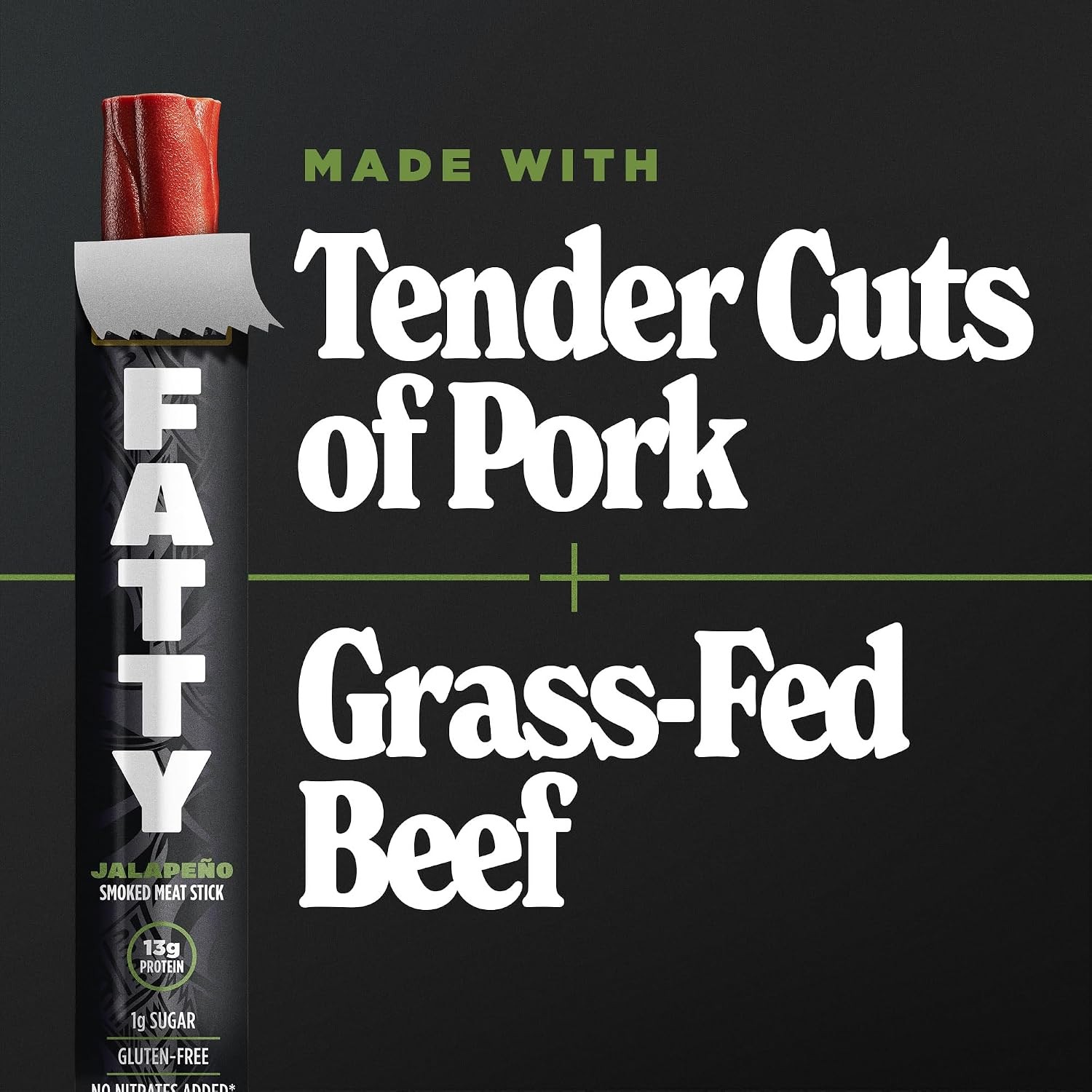 FATTY Meat Jerky Snack Sticks, Jalapeno, Spicy Hot High Protein 5 – 2 oz. Sticks