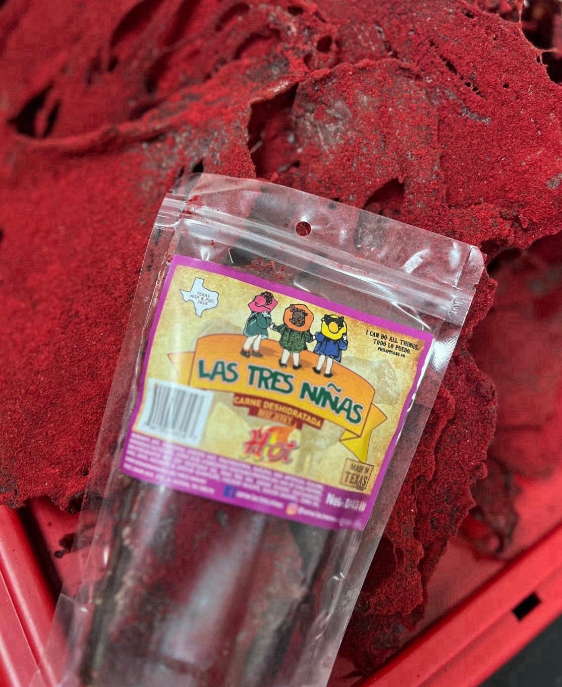carne seca crunchy 100% premium beef jerky red mexican snack Texas made 2.6 oz