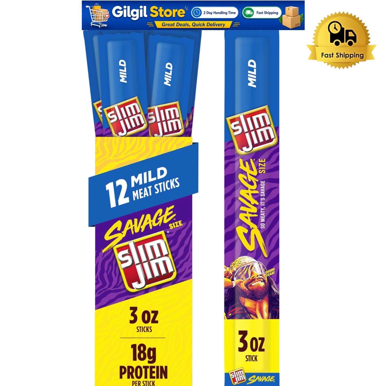 3 oz Savage Meat Sticks, 12 Count – Tasty Keto-friendly Snacks with 6g Protein