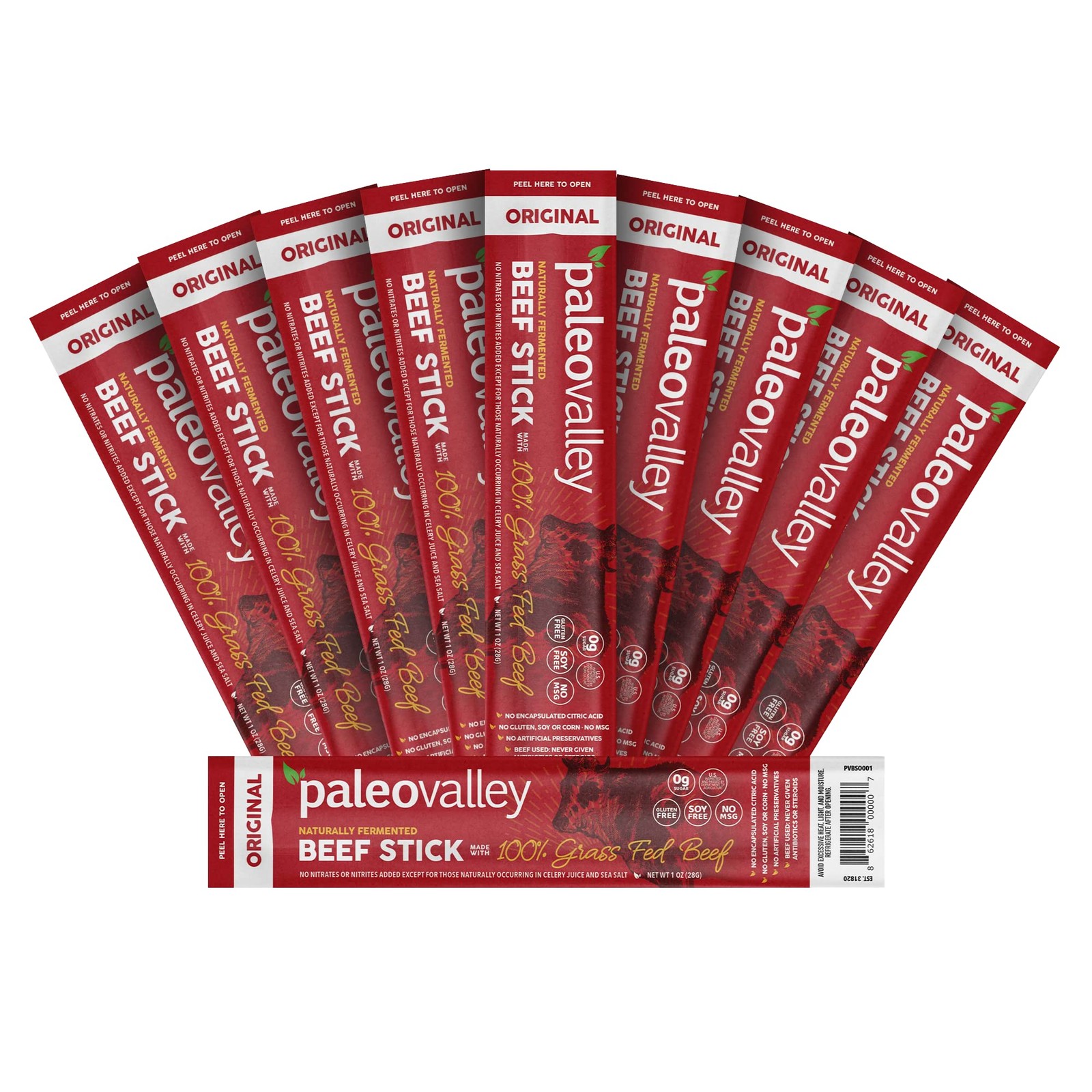 Paleovalley 100% Grass Fed Original Beef Sticks Delicious Gluten Free Beef S…
