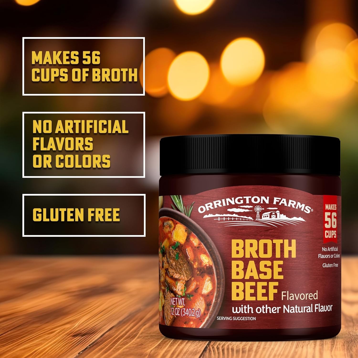 Beef Flavored Broth Base 12oz Jar Gluten Free Seasoning Powder
