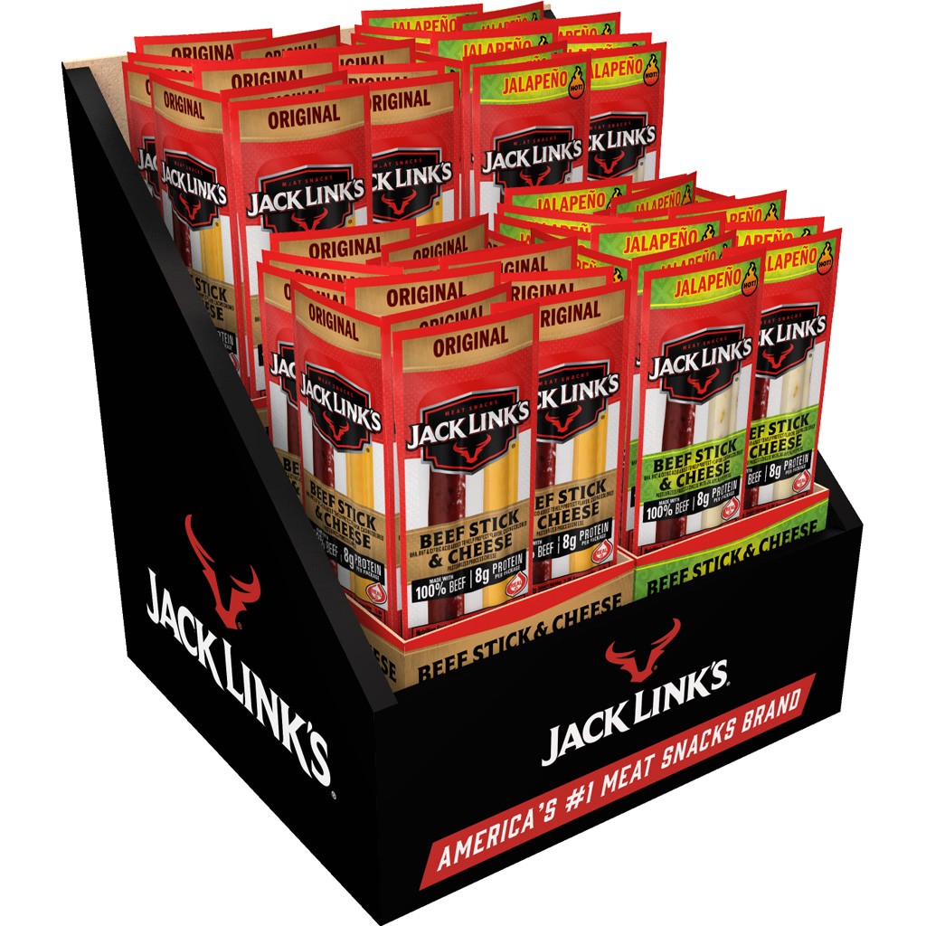 Jack Links 1.2oz Beef&Cheese Combo Counter Display 64ct Orig & Jalapeno