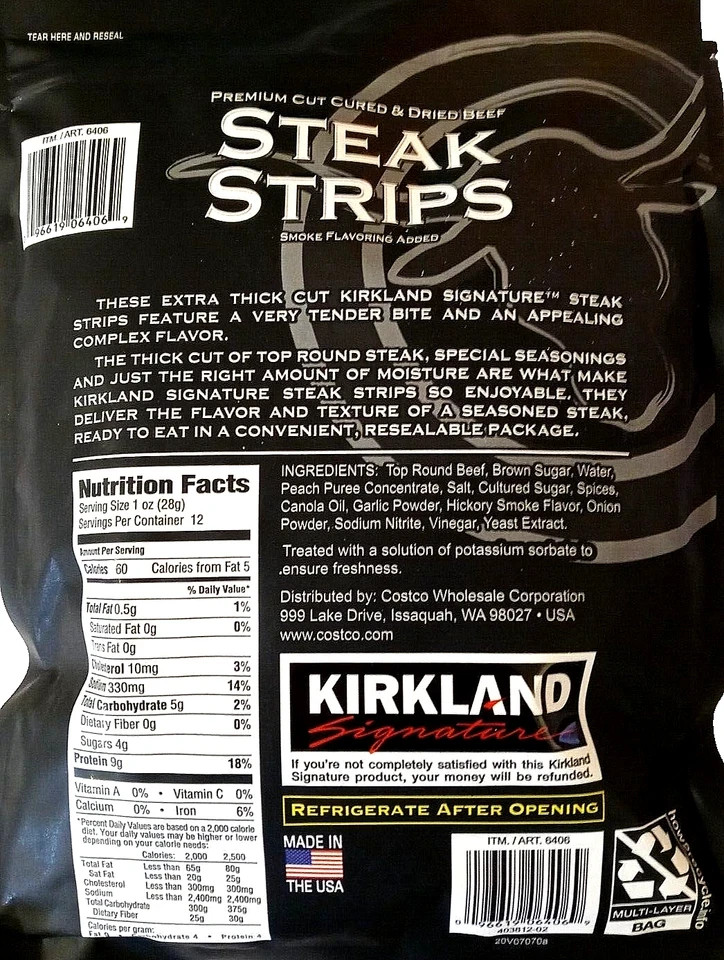 Kirkland Signature Premium Extra Thick Cut Steak Strips 12 Oz (380g) EXP 03/2027