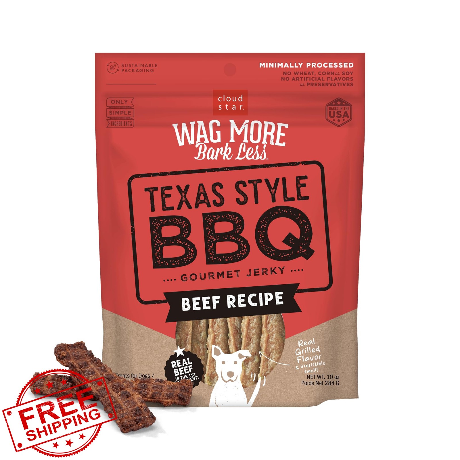 Cloud Star Texas BBQ Beef Jerky Treats 10oz Pouch