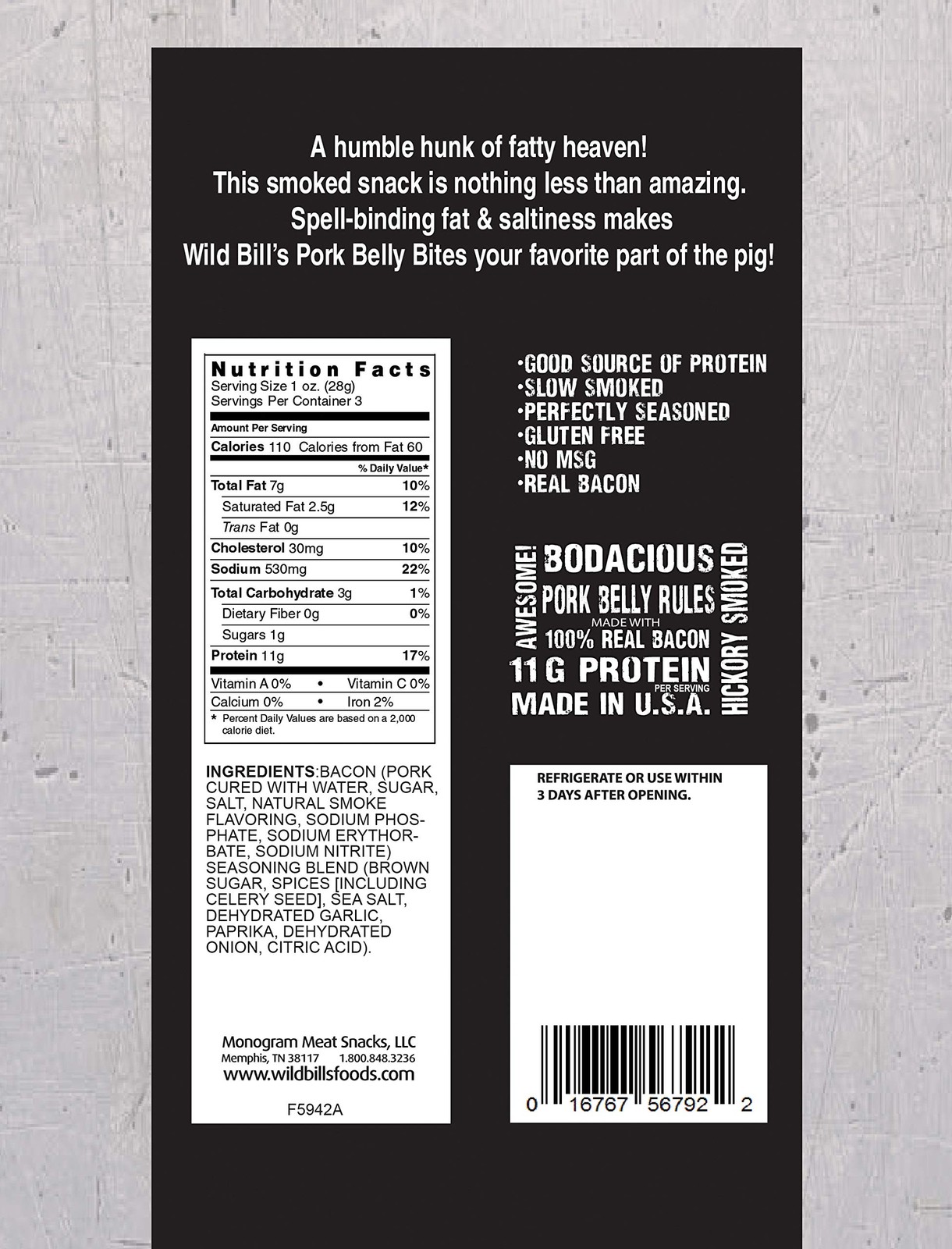 Wild Bill’s Pork Belly Bites 3 Ounce Pack (3 count)