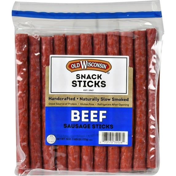 Old Wisconsin Beef Sausage Sticks Gluten Free 26 oz 2 Pack Snack Sticks
