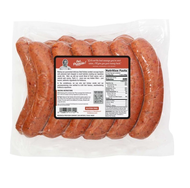 Kiolbassa Beef Hickory Smoked Sausage Links, 12 ct. 46oz