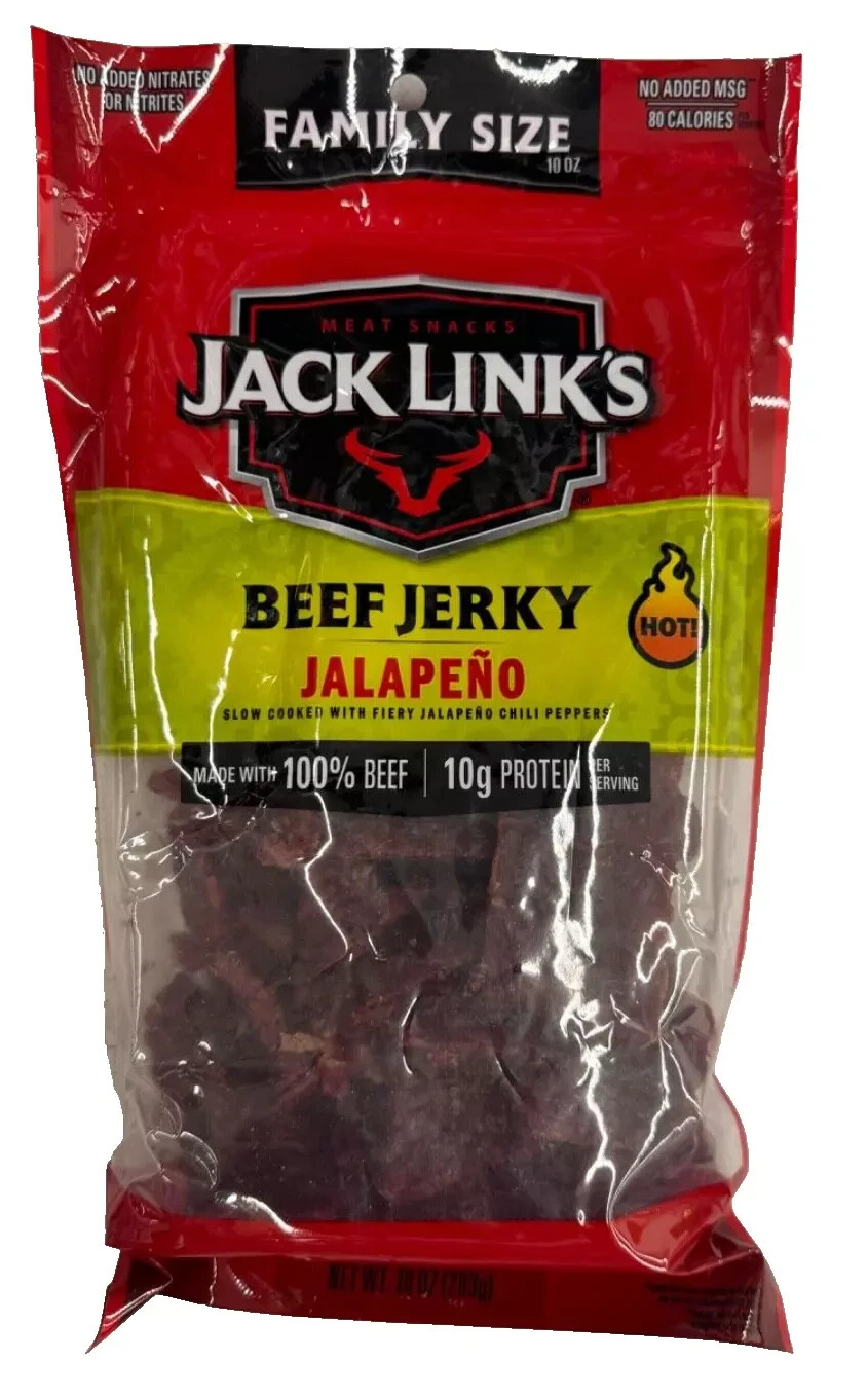 NEW FAMILY SIZE JACK LINKS BEEF JERKY JALAPENO FLAVOR MEAT SNACK 10 OZ BAG