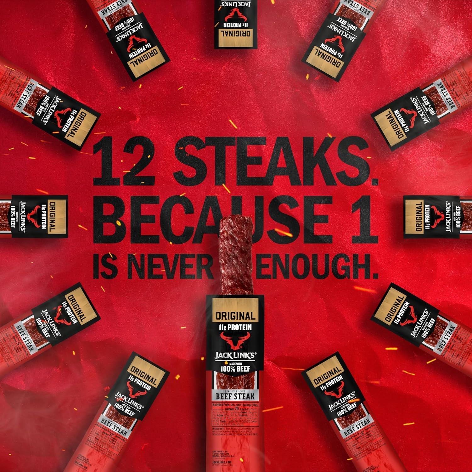 Jack Link’s Premium Cuts Beef Steak, Original, 1 oz., 12 Count – Great Protei…