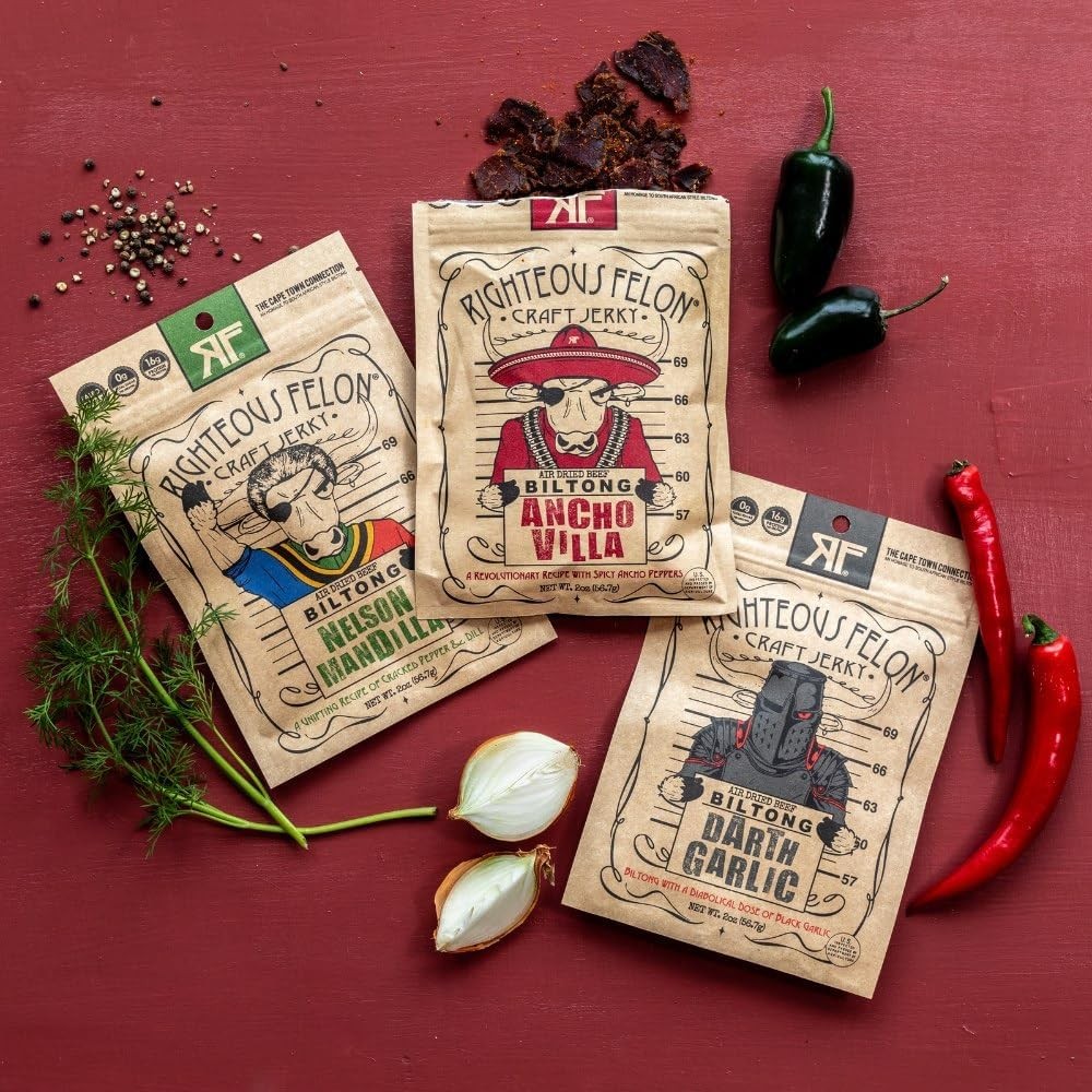 Righteous Felon Biltong Beef Jerky | Keto, Paleo, Gluten Free, High Protein | Ho