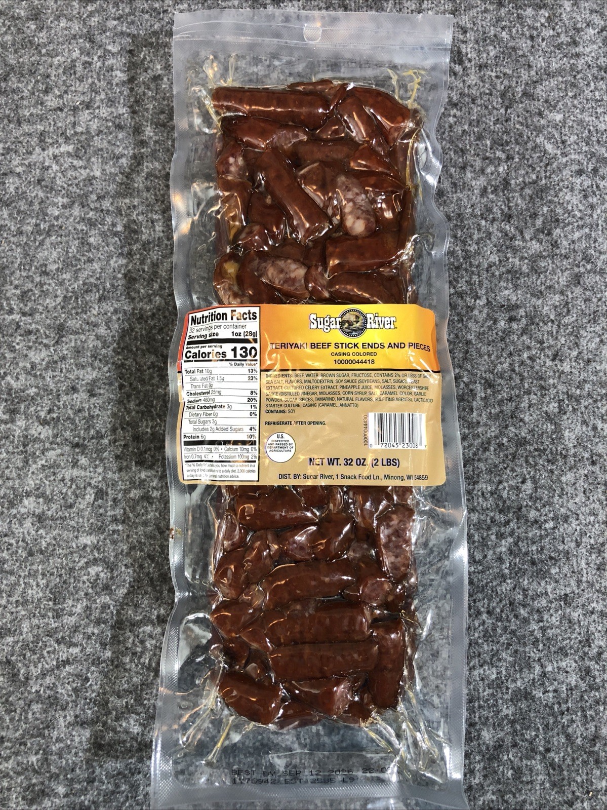 2lb SUGAR RIVER TERIYAKI Beef Stick Ends & Pieces Gluten Free NEW PRODUCT