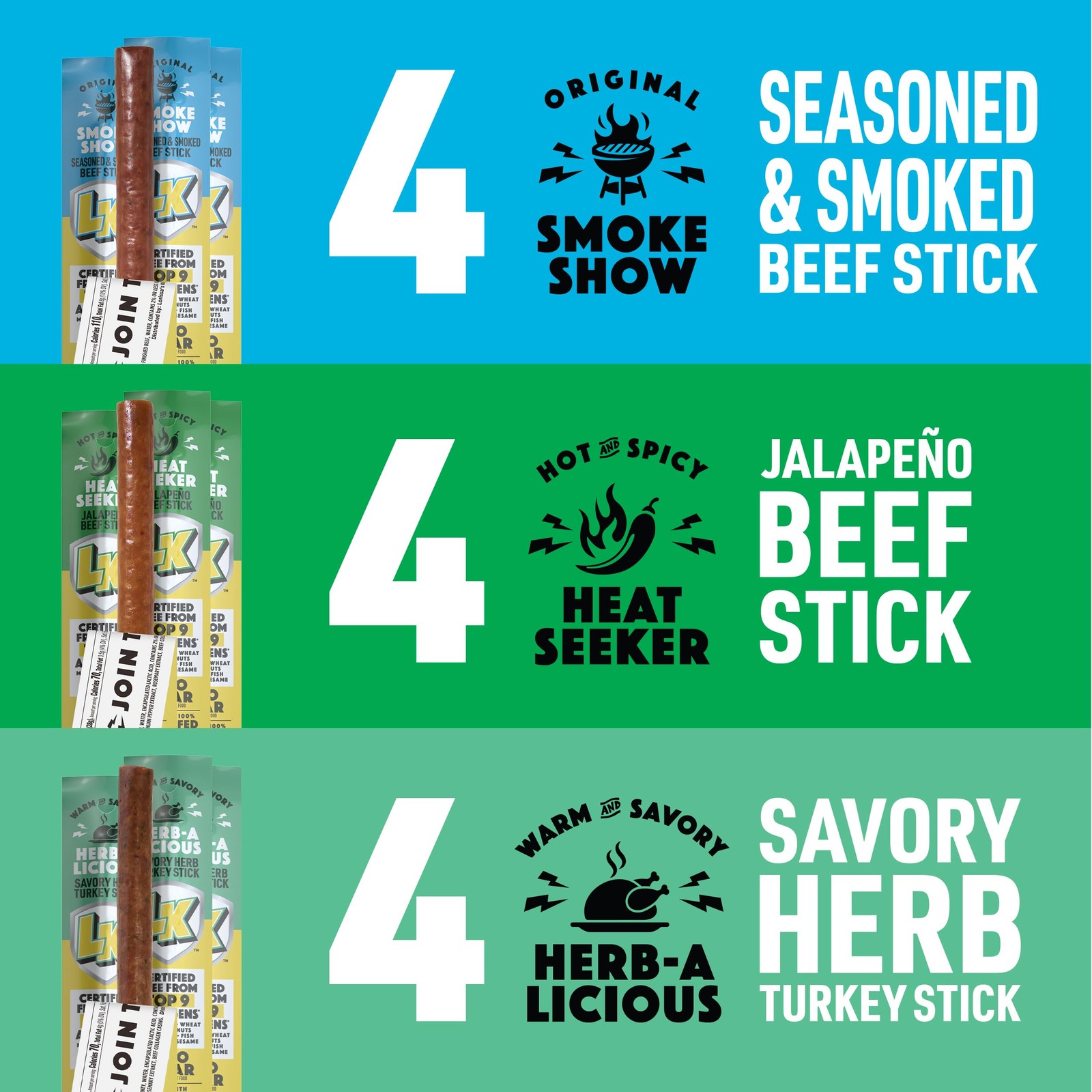 Beef Sticks & Turkey Sticks Variety Pack – (Pack of 12) 1 oz – Ready to Eat P…