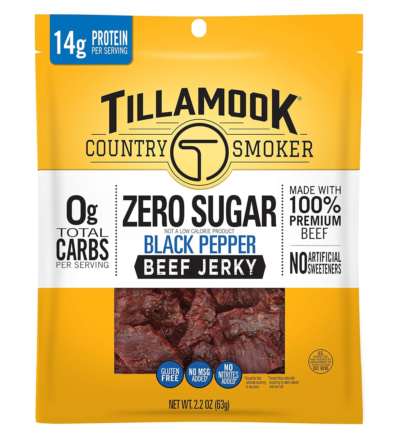 Zero Sugar Keto Friendly Beef Jerky, Black Pepper, 2.2 Ounce