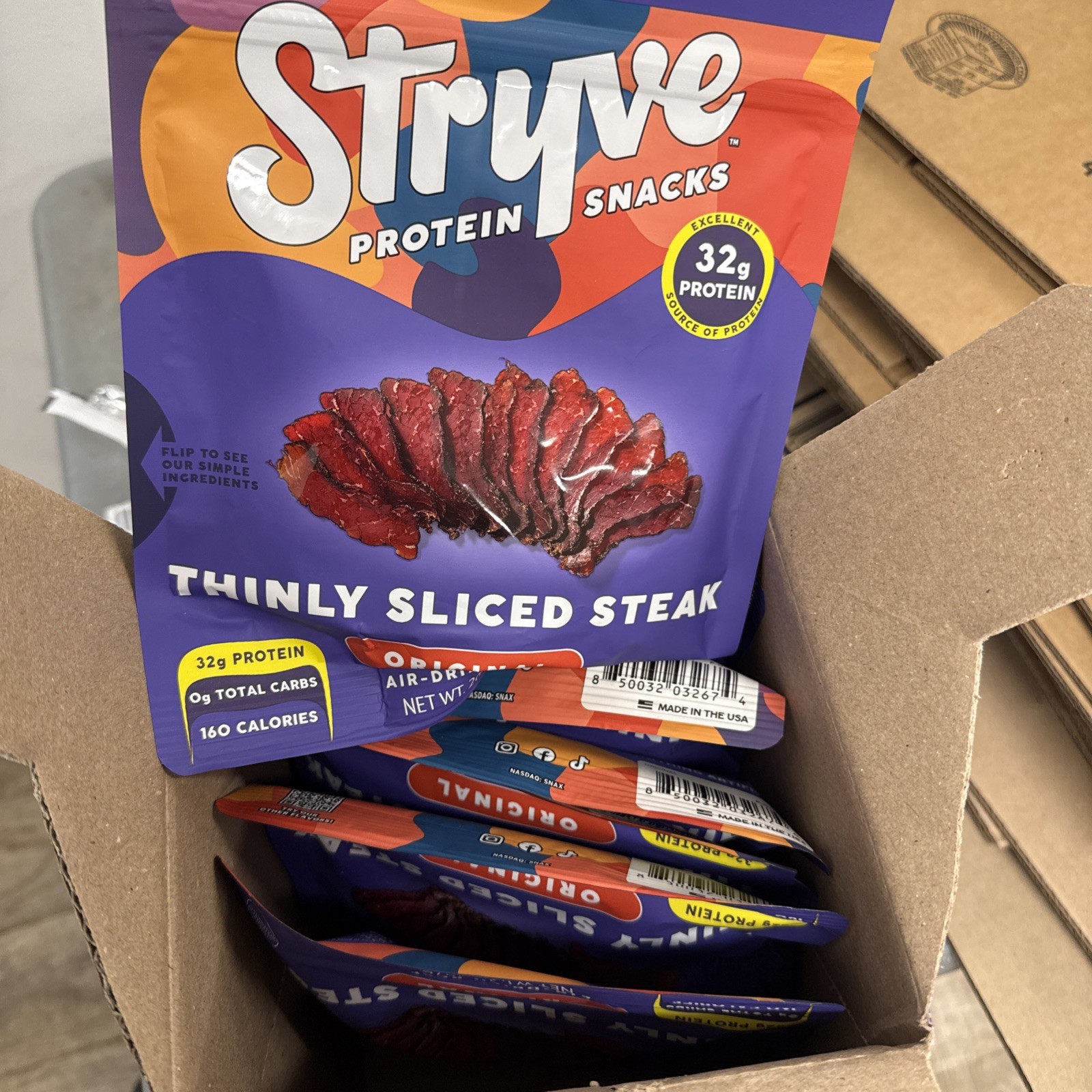 Stryve Protein Snacks Steak Sliced Original 2 oz (Pack of 8)