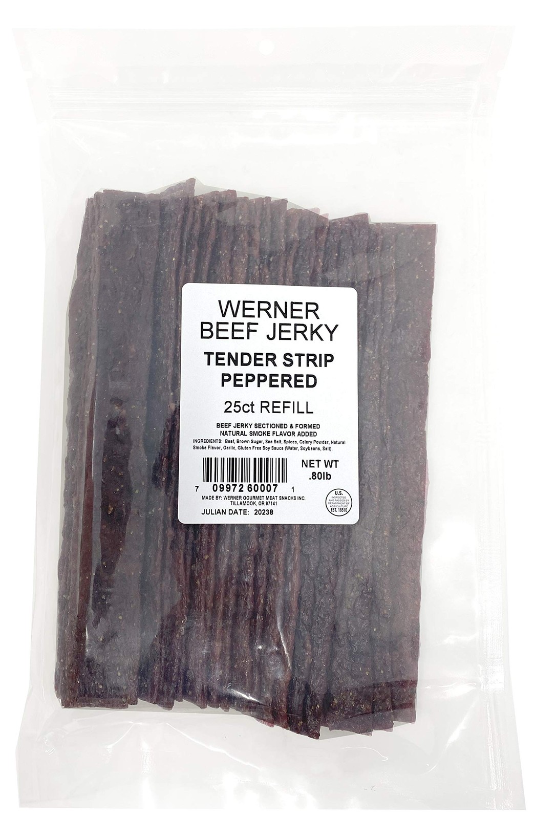 Werner Tender Strips Peppered Beef Jerky – Pack of 25 12.8 Ounce (Pack 1)