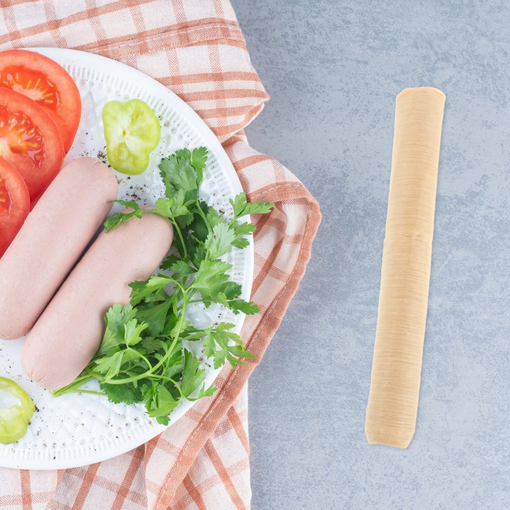 1 Pack Flexible Beige Sausage Casing for Home Cooking and Drying Sausages