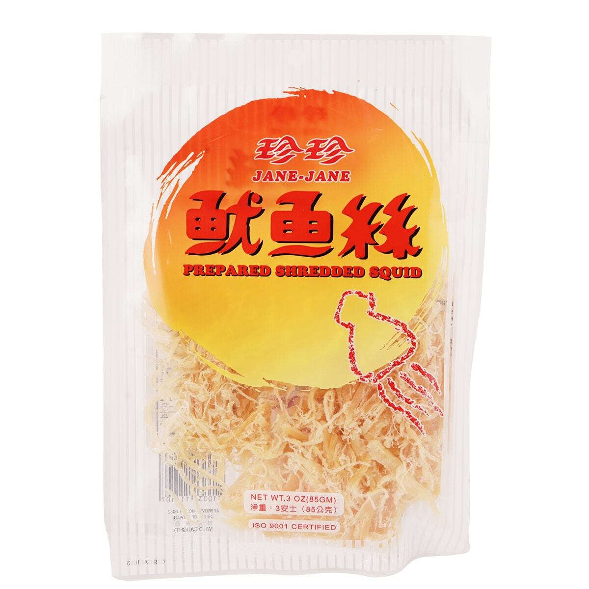 Jane Jane Prepared Shredded Squid No Preservatives Natural Snack 85g NEW