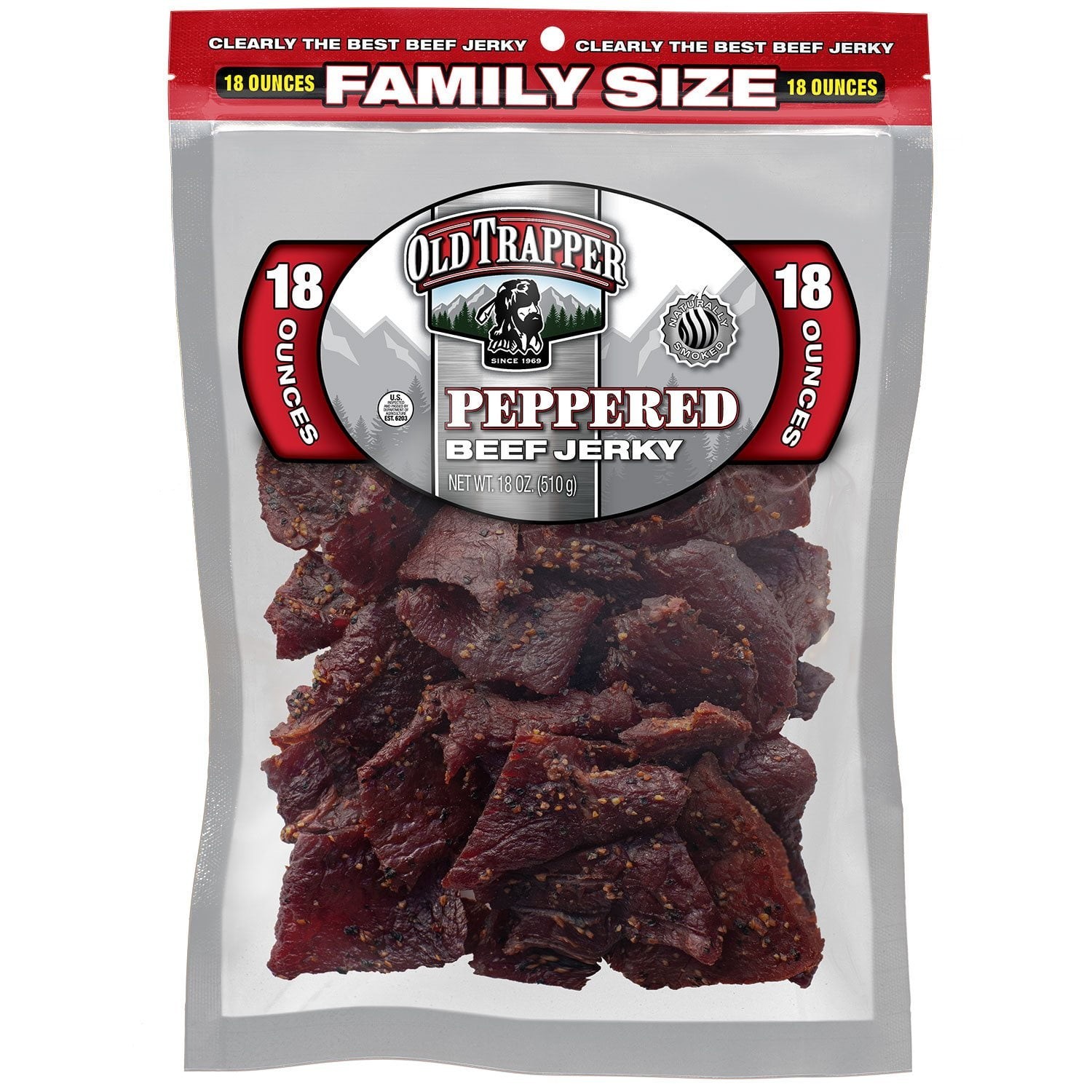 Old Trapper Old Fashioned Peppered Beef Jerky Family Size 18 Oz EXP 9/2027