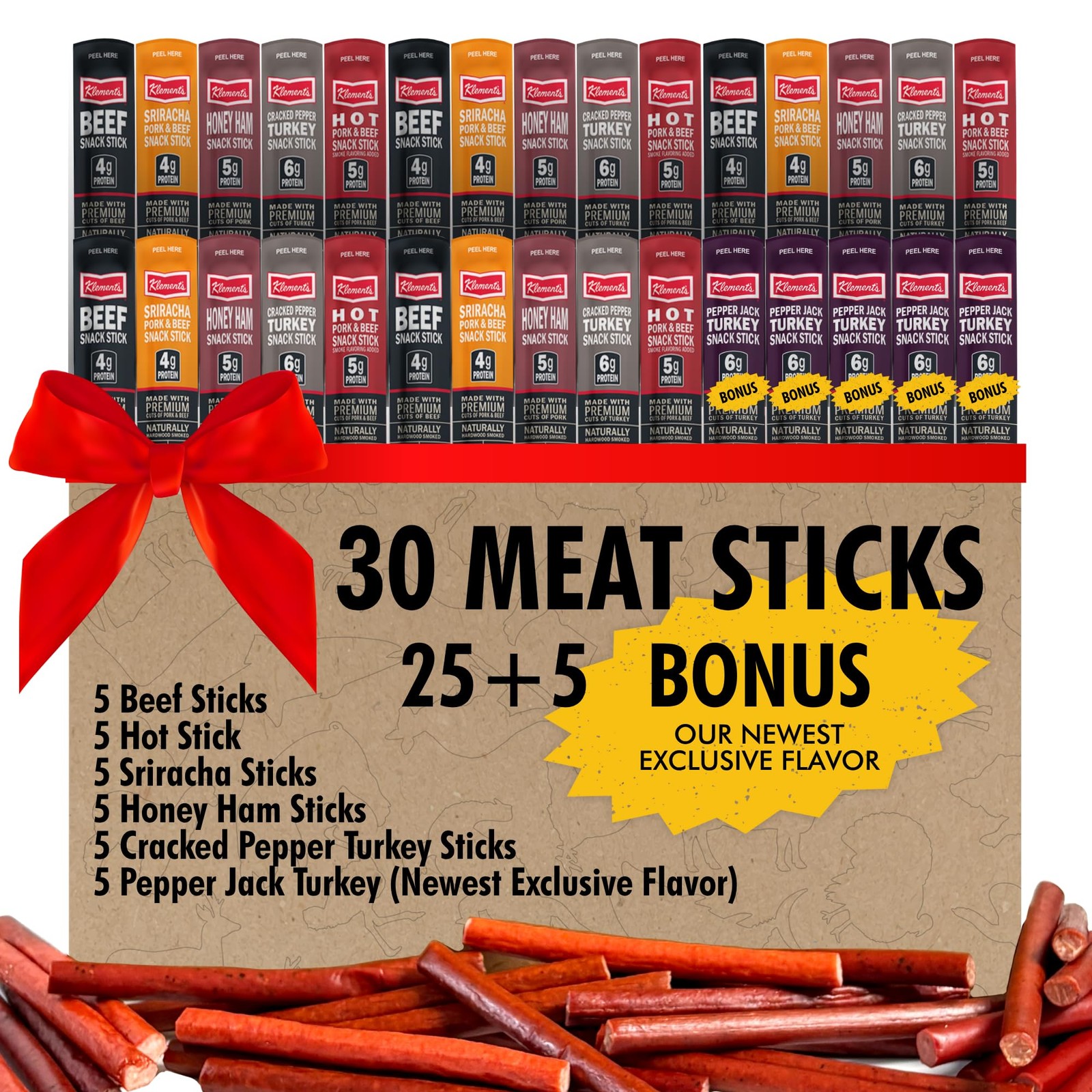 30-Pack Jerky Variety Pack Meat Sticks – Low Carb, High Protein Snacks | Keto…