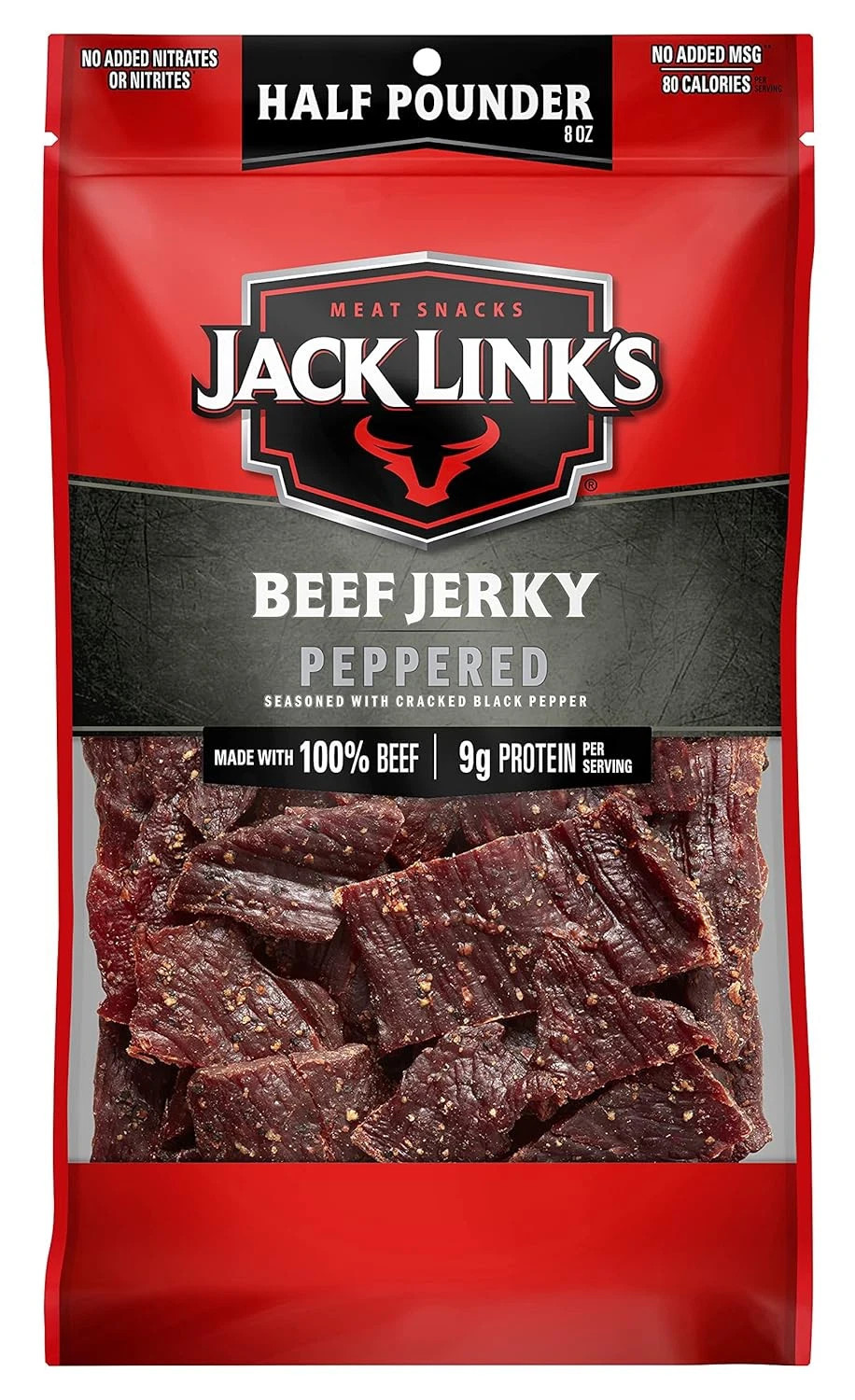 Jack Links Beef Jerky, Peppered, 1/2 Pounder Bag – Flavorful Meat Snack, 9g of