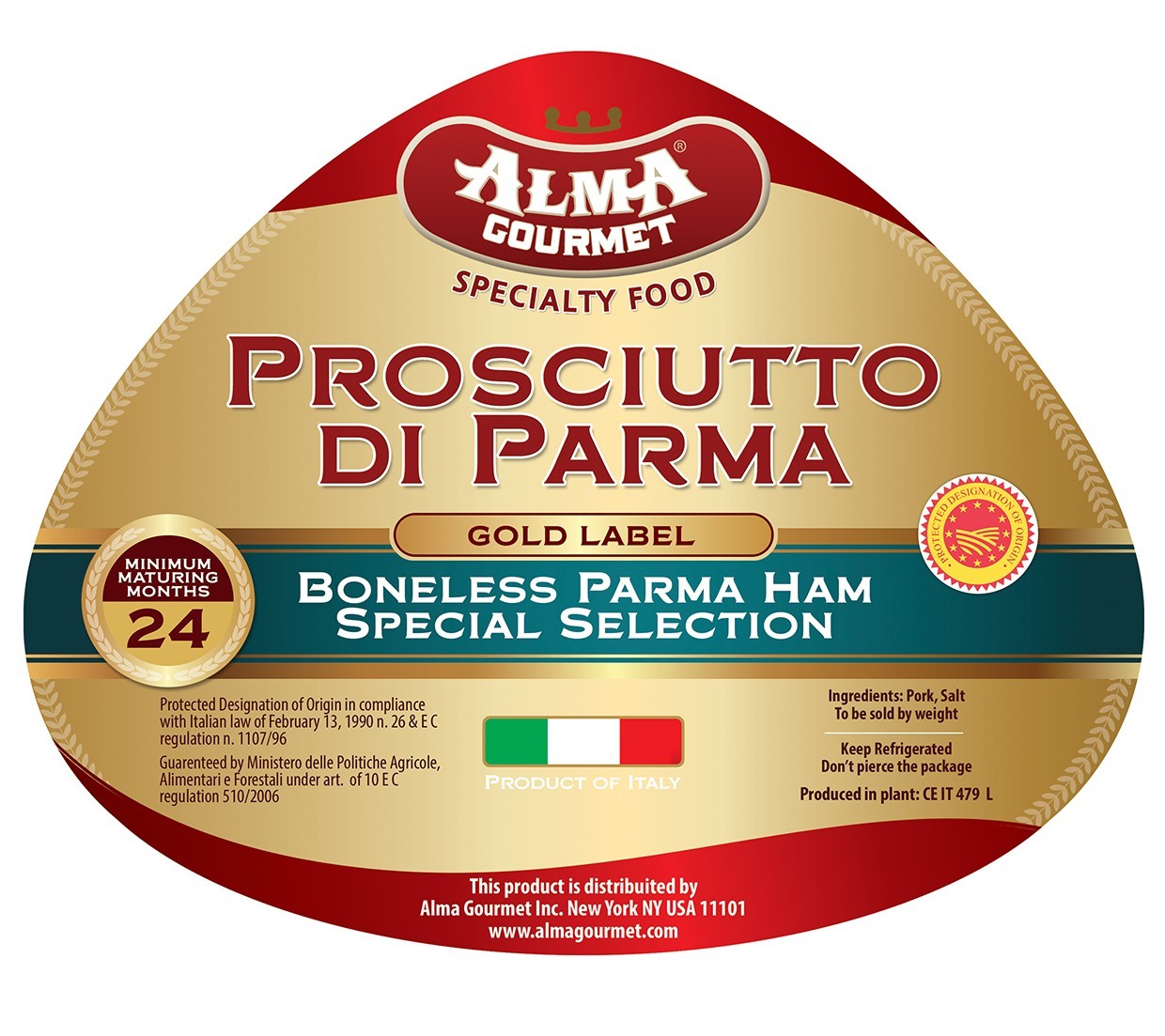 Prosciutto di Parma 24 Months Gold Label Boneless DOP – Authentic Italian Ham