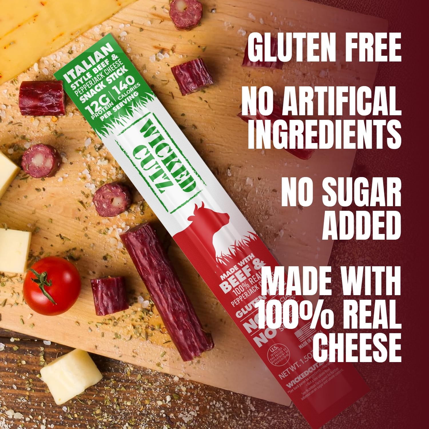 Italian Beef & Cheese Sticks, 12g Protein Per Beef Stick, Tender & Juicy Meat…