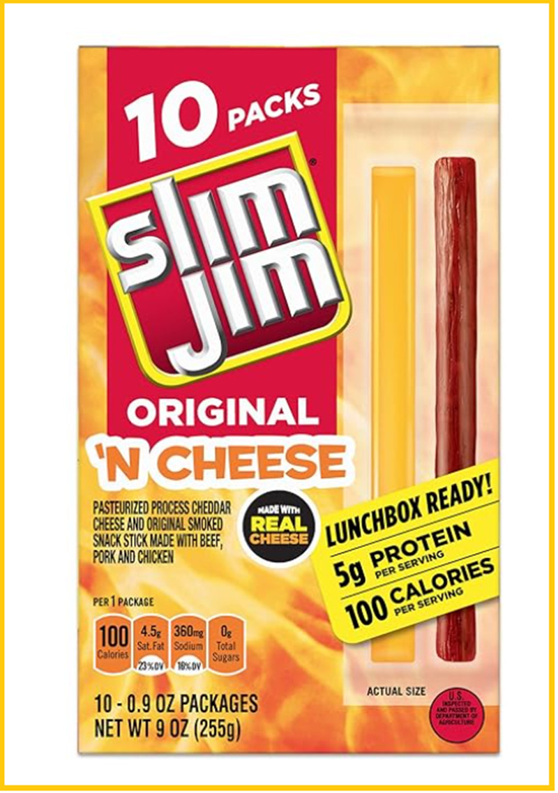 10-Pack Slim Jim Original ‘N Cheese Made w/ Real Cheese, Original Flavor,0.9 oz*