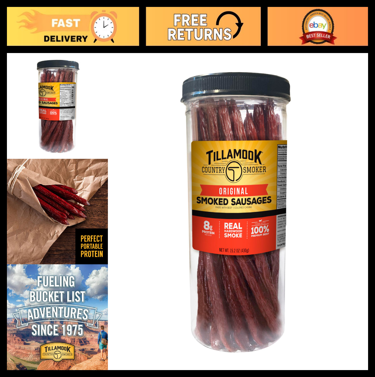Hardwood Smoked Beef Sausages, Original Flavor, 15.2oz Jar, 20 Count – Gourmet S