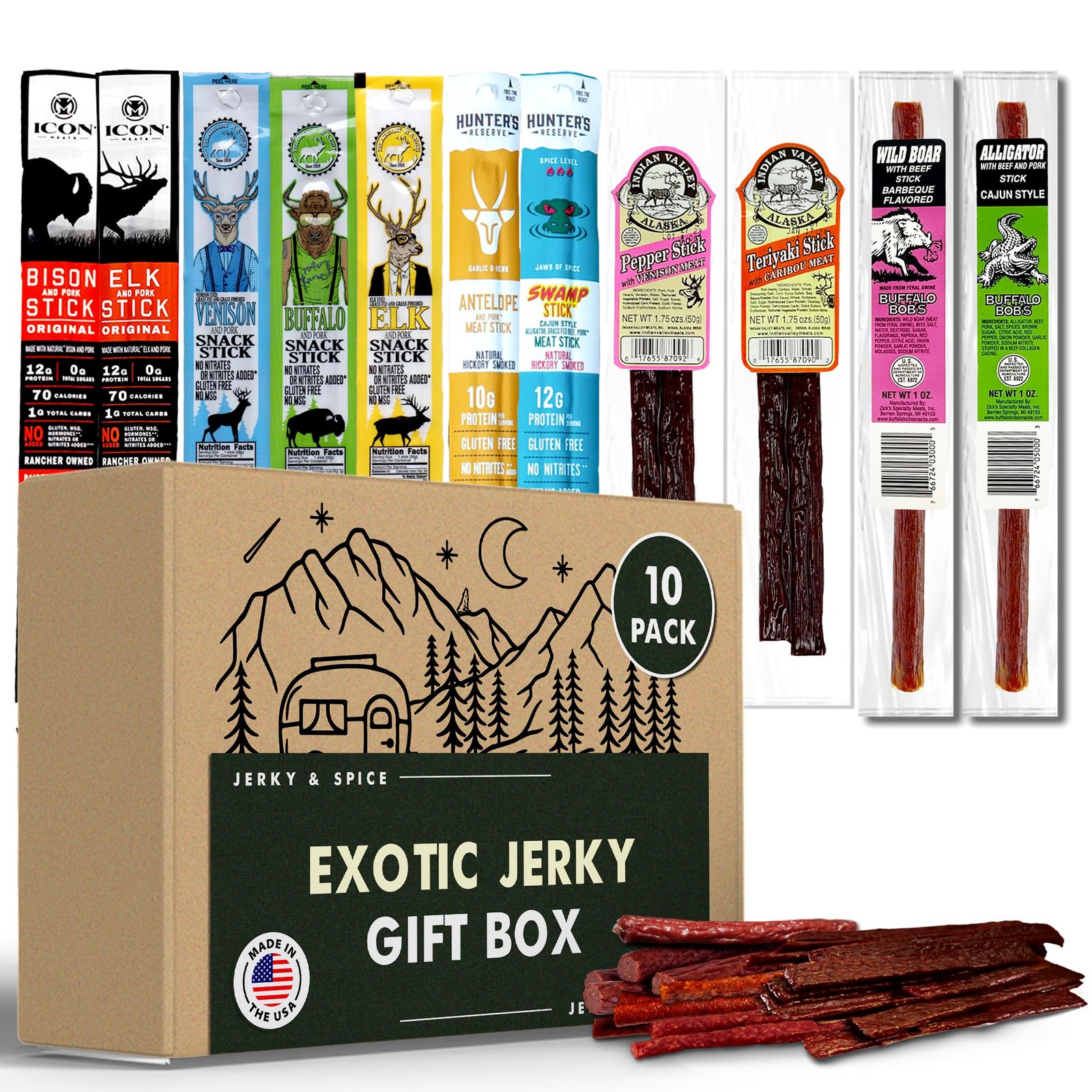 Jerky-n-Spice Exotic Beef Jerky Gift Box | Snacks Variety Pack for Adults | E…