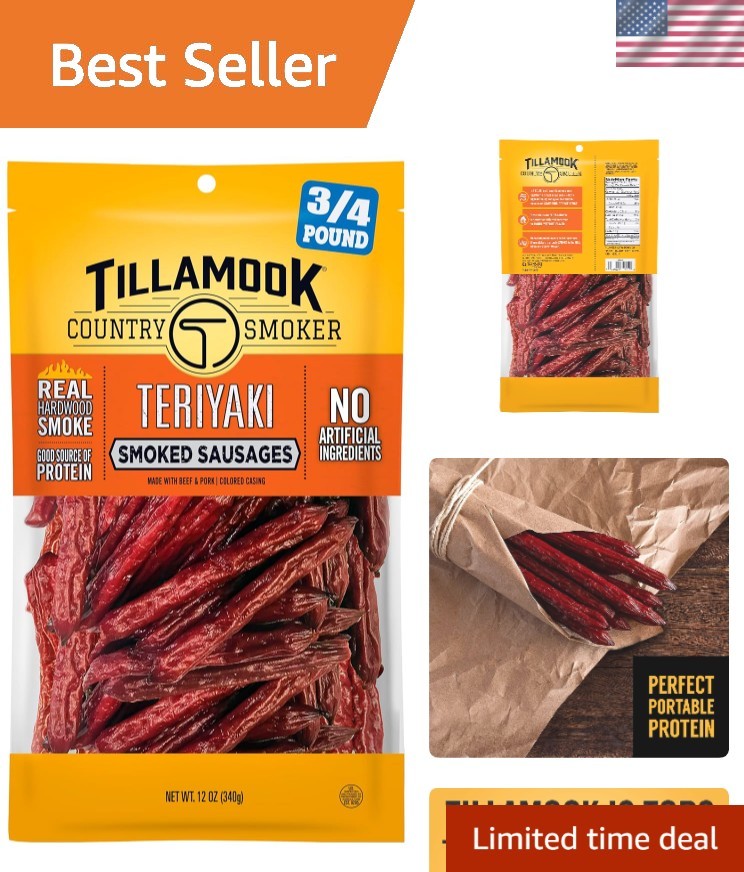 Crafted Teriyaki Smoked Sausages – 12oz High-Protein Snack on the Go