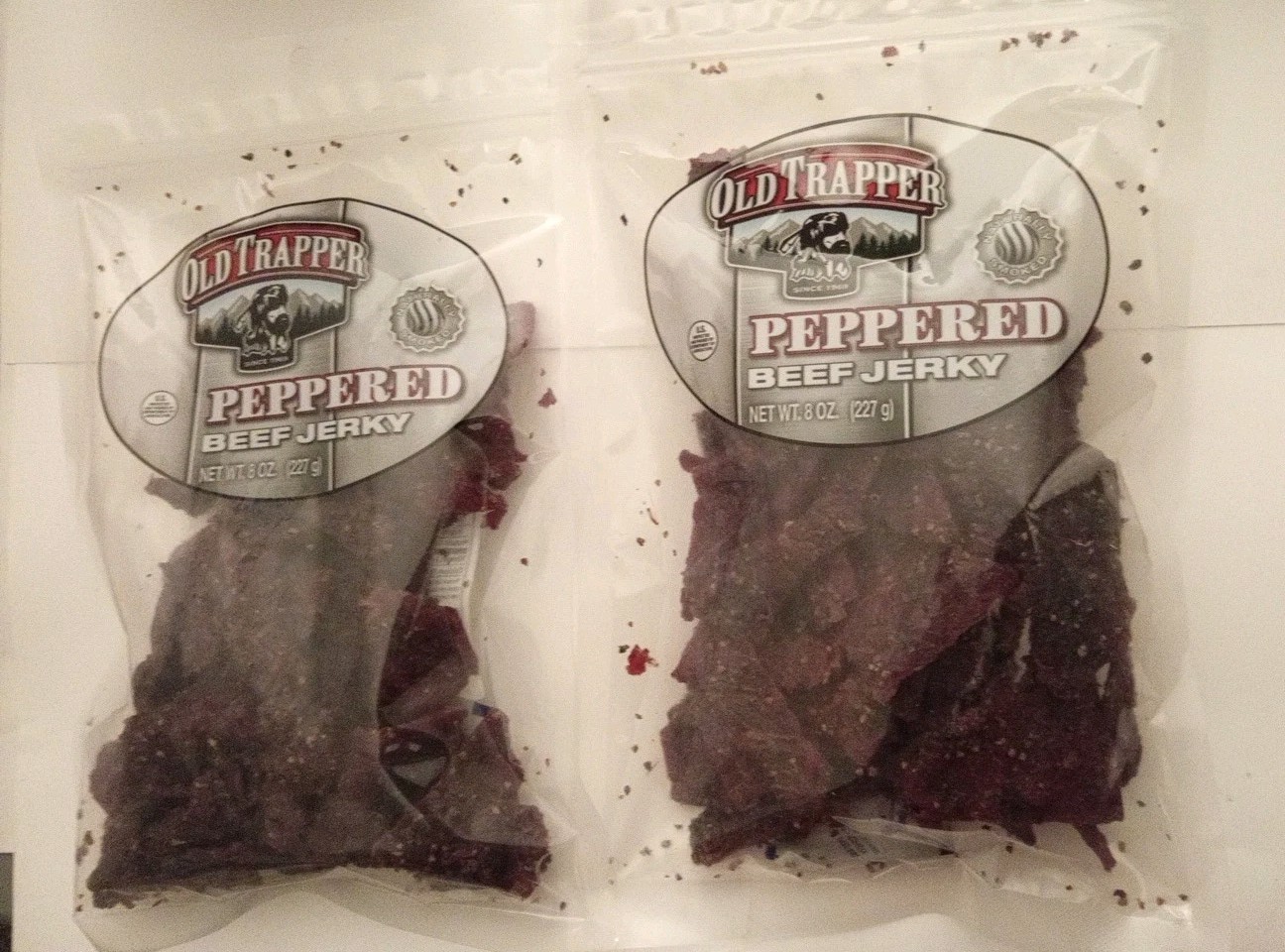 Lot Of 2 Old Trapper Beef Jerky, (Peppered) 8 Ounce Pack Each, Exp-2/2028