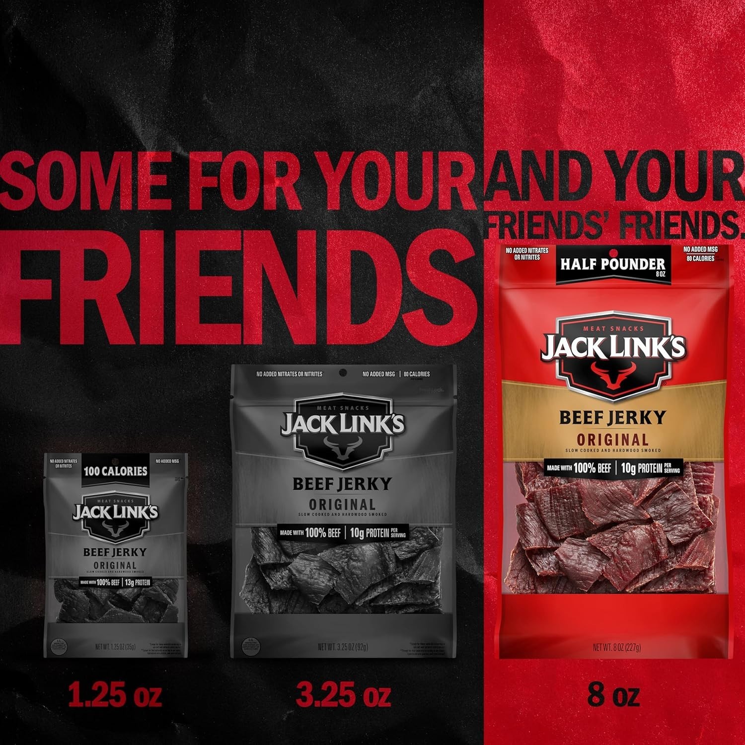 Jack Link’s Beef Jerky Half Pounder – Original – Made with 100% Real Beef