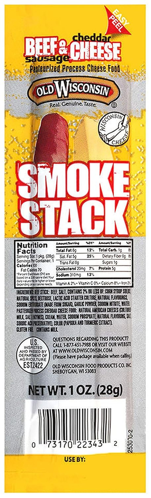 Beef And Cheddar Snack Sticks 1 oz 18 Pack Cheese Meat Protein Snacks