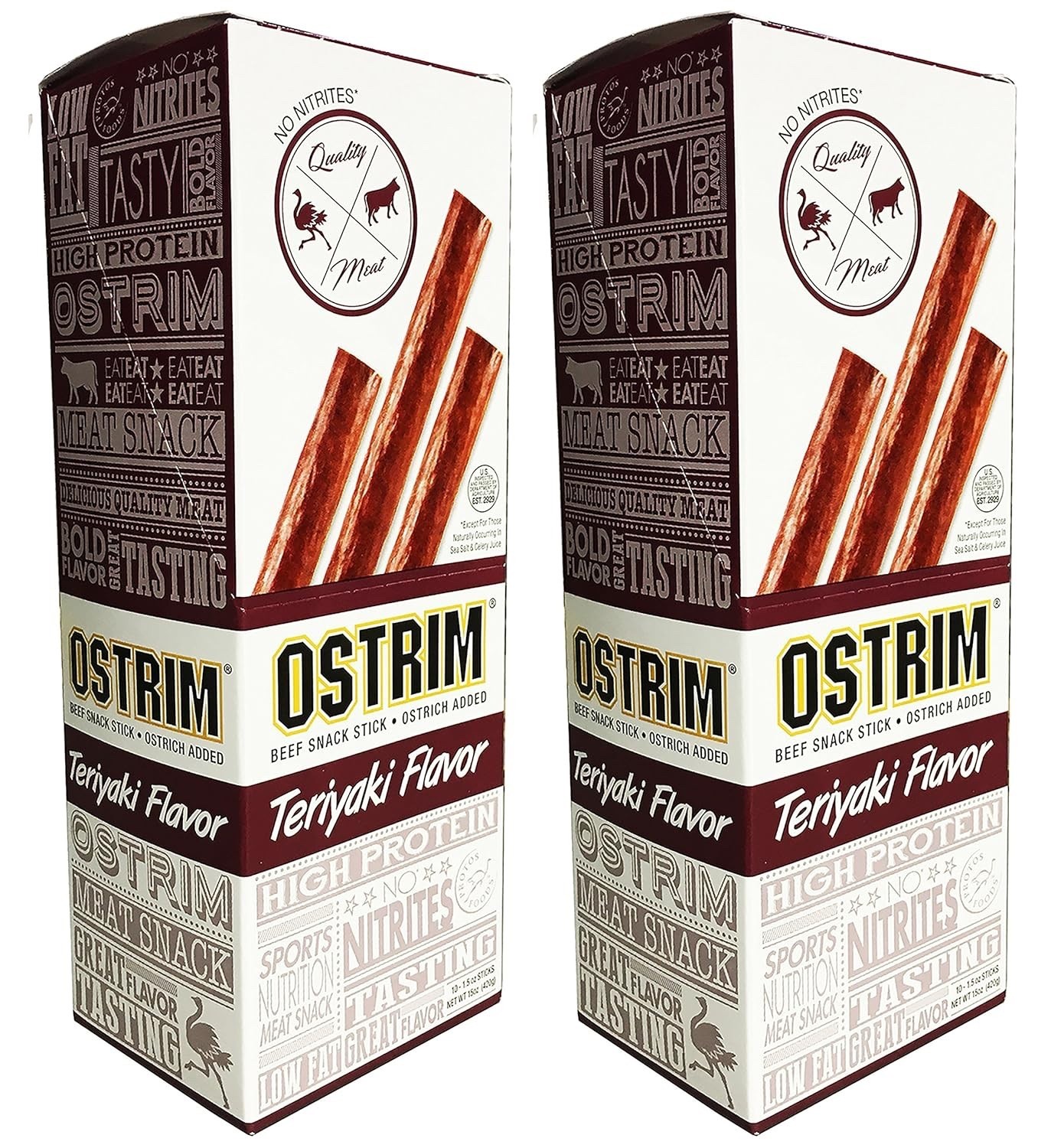 Ostrim Beef & Ostrich Meat Snack Stick – Teriyaki – 1.5 Ounce (Pack of 20)