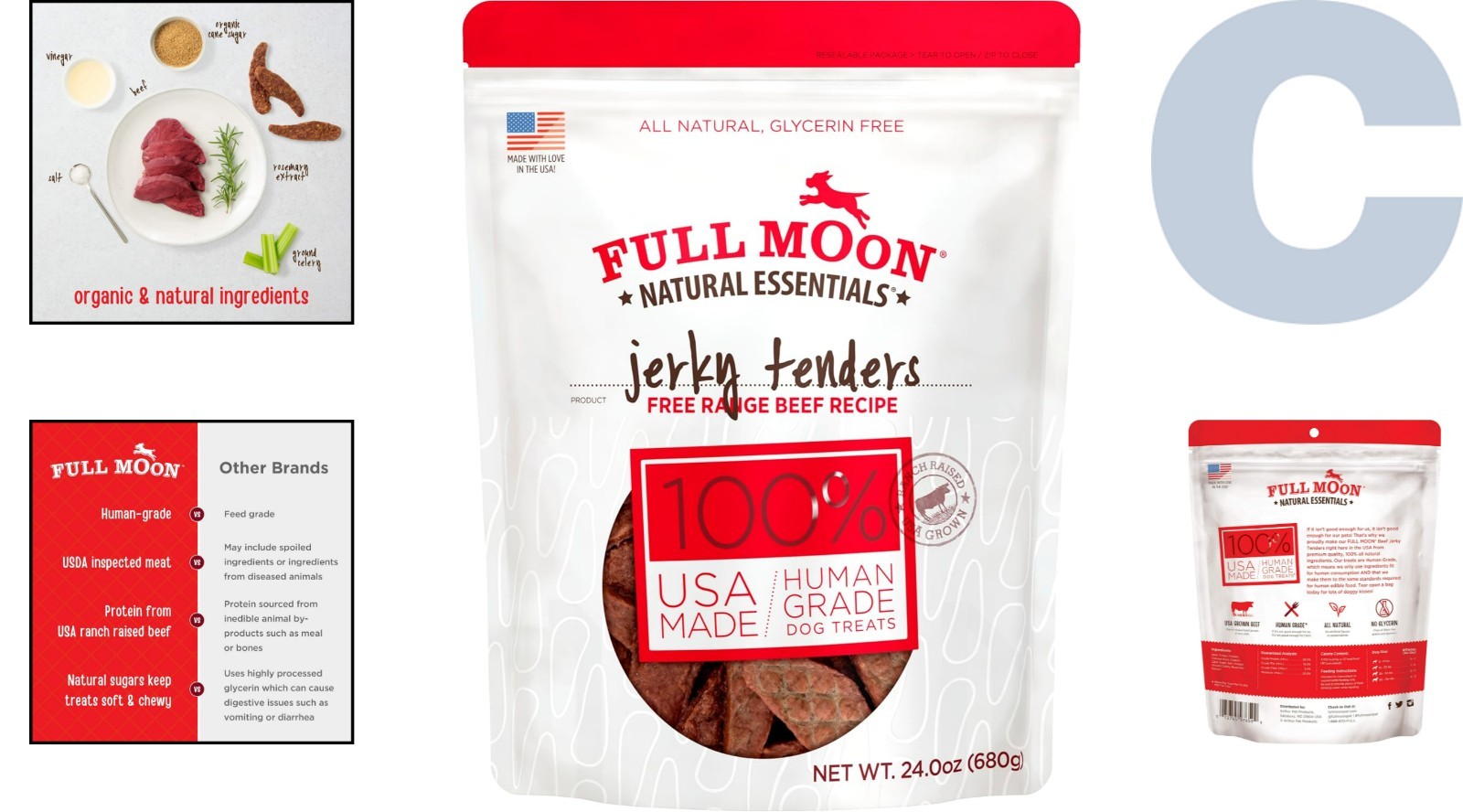 24 oz Human-Grade Beef Jerky Tenders – Natural Dog Treats, Soy-Free & USA Made