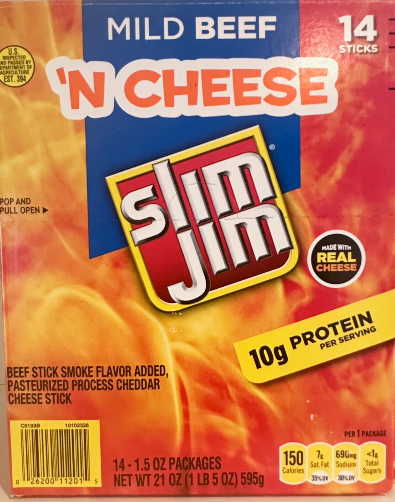 SLIM JIM MILD BEEF ‘N CHEESR 14 sticks