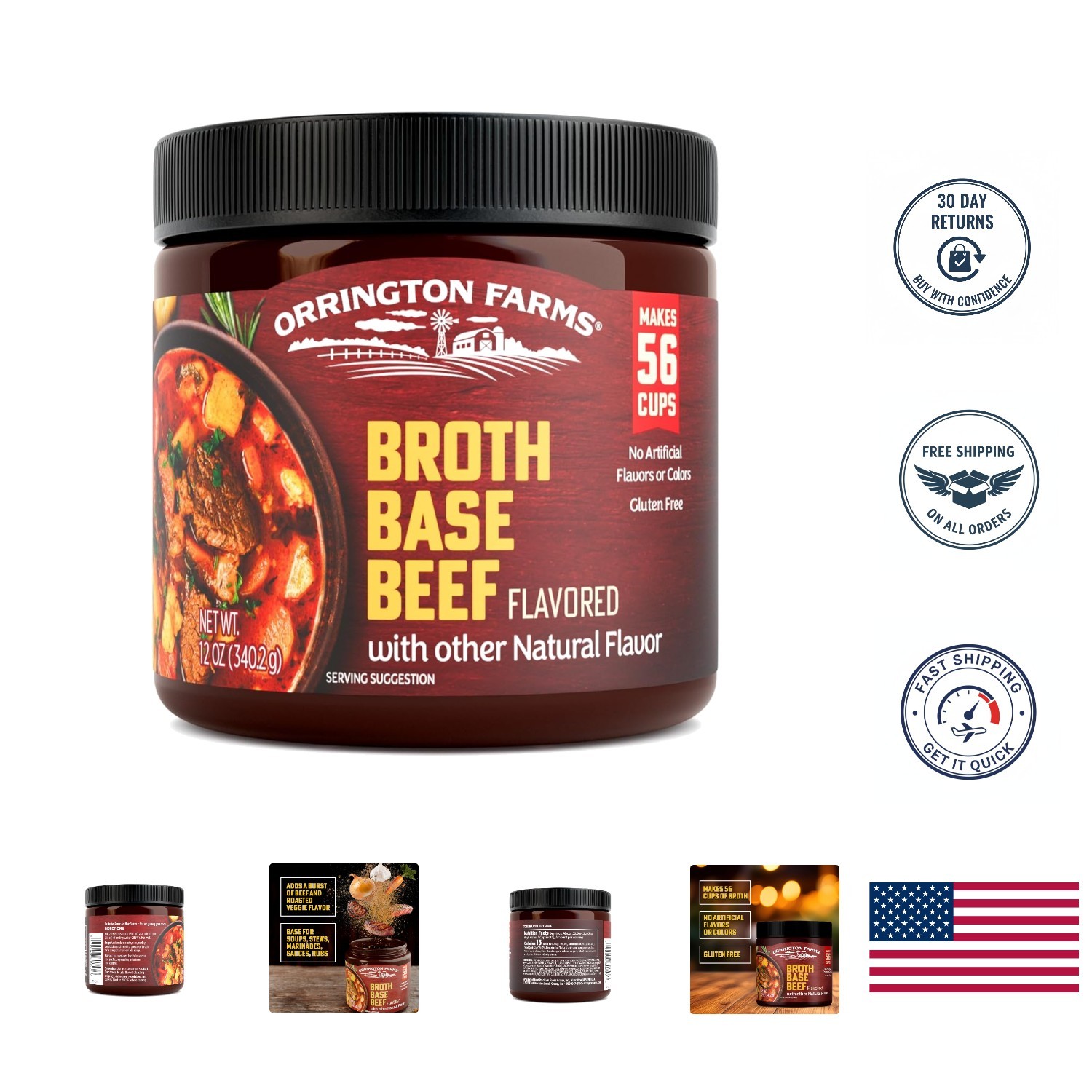Granulated Beef Broth Base – 12 oz Jar | Gluten-Free Flavor Enhancer