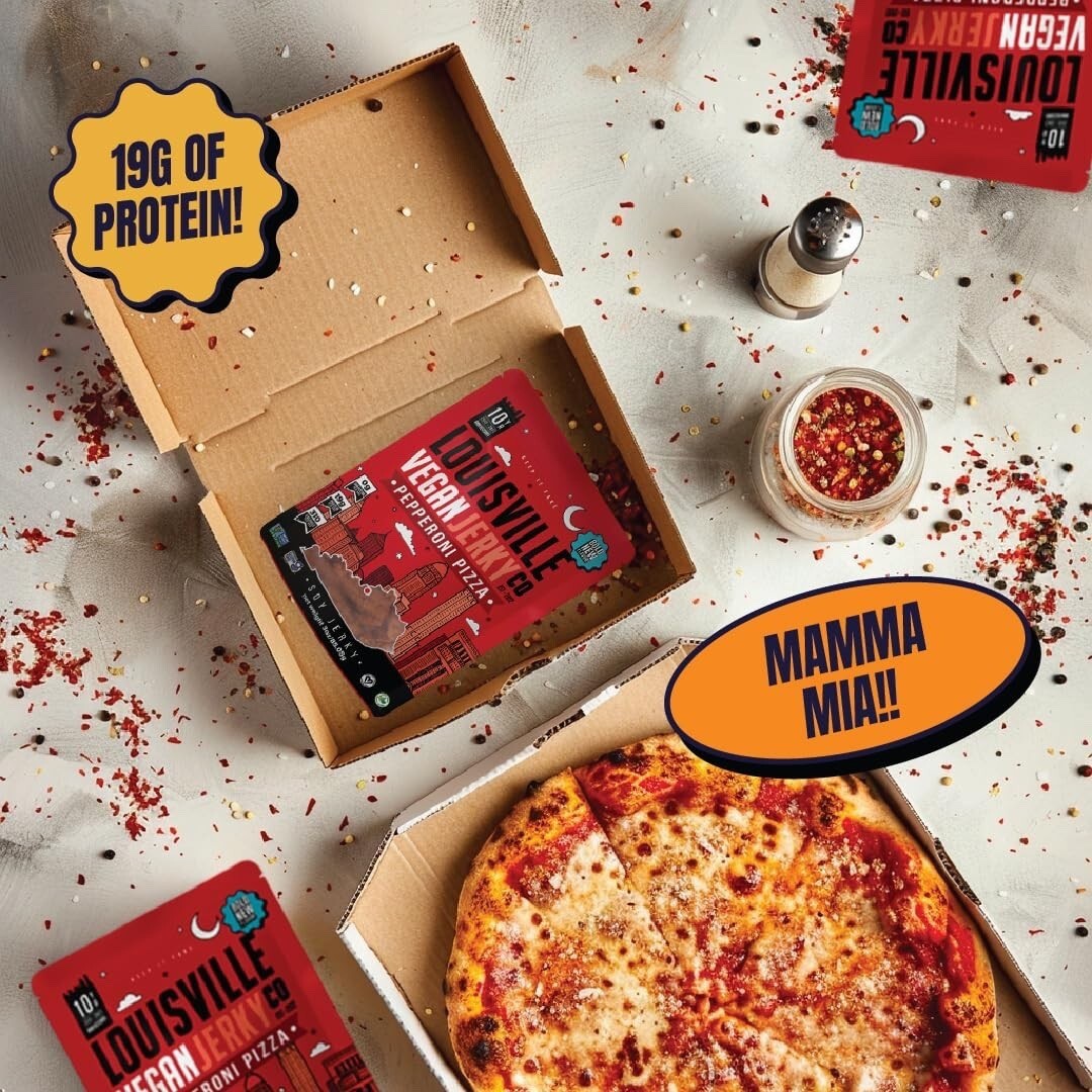 Louisville Vegan Jerky Pepperoni Pizza 10 Bag Plant Based Meatless Snack 7 /2027