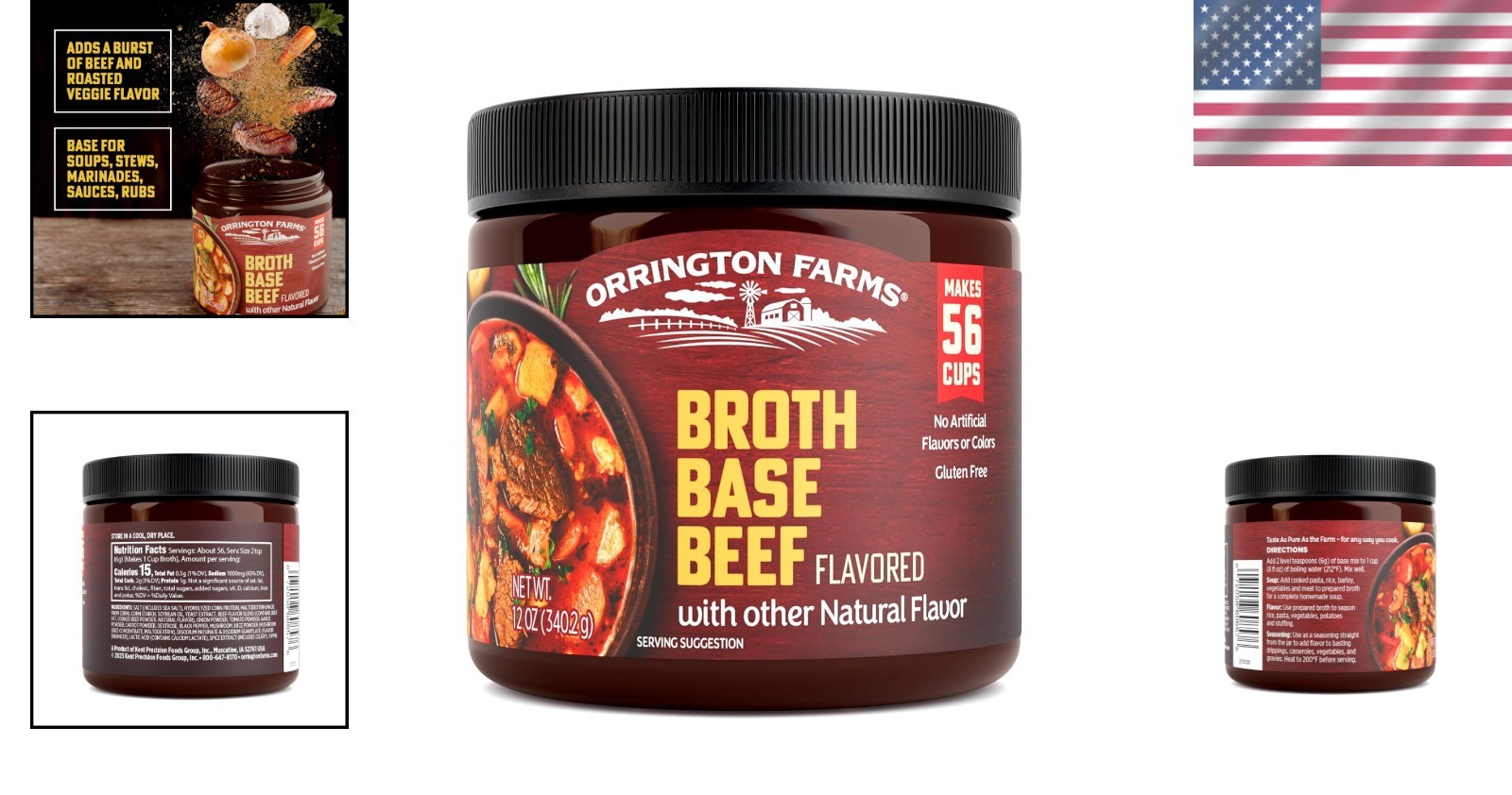 Beef Broth Base Granulated Powder 12 Ounce Jar Ideal For Marinades And Sauces