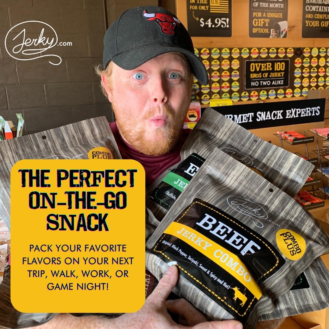 Jerky.com Beef Jerky Sampler Pack – 5 Flavors Original, Black Pepper, Teriyak…