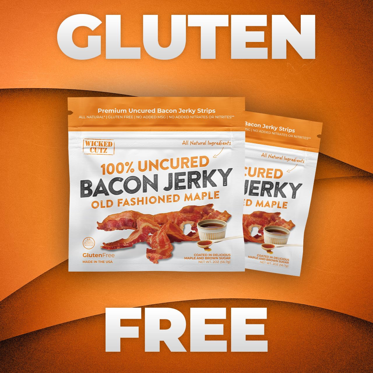 Old Fashioned Maple Bacon Jerky, Candied Jerky with 16G Protein per Bag, Tender