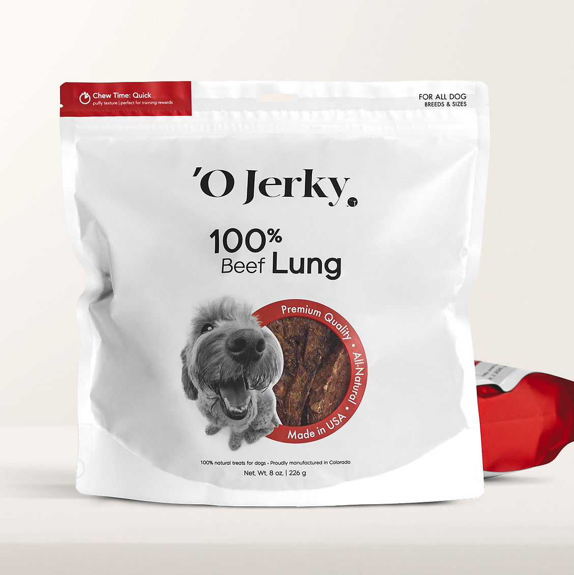 ‘O Jerky 100% Beef Lung for Dogs, Single Ingredient, Sourced & Made in USA 8oz