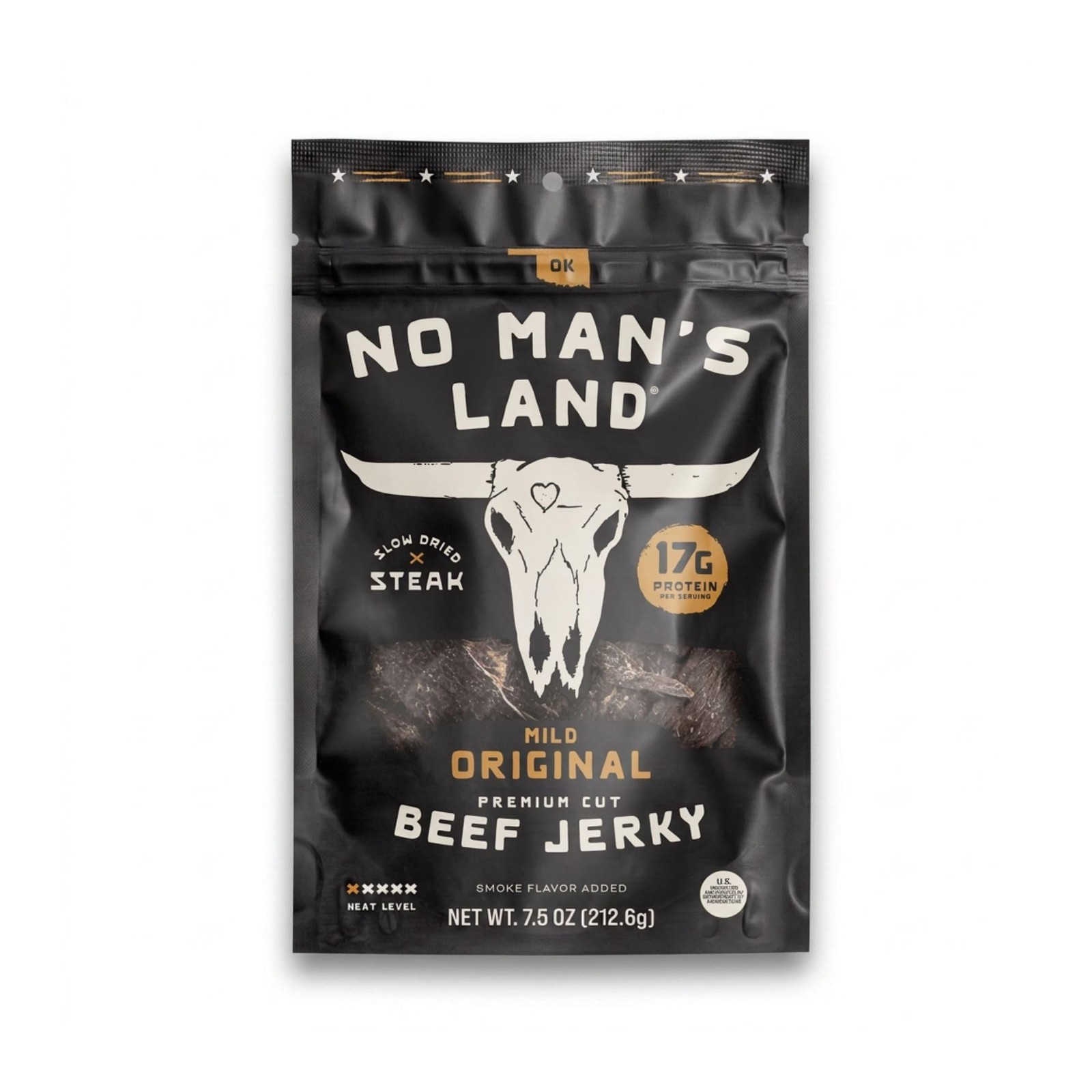 No Mans Land SlowDried Beef Jerky | Smoked & Seasoned Jerky Strips | High Pro…